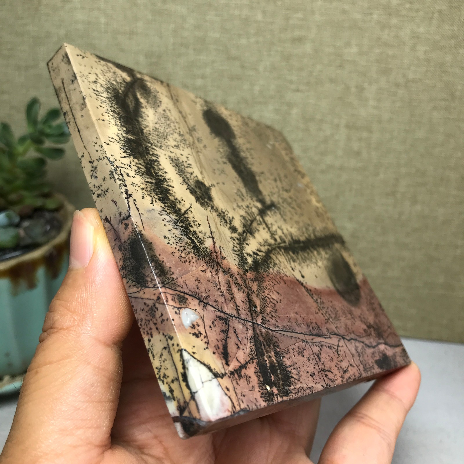 Natural Chinese painting stone crystal ornaments for home decoration 259g A5362
