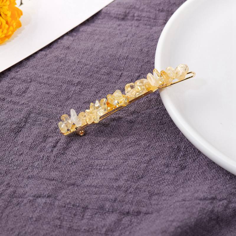 Natural Quartz Braided Hair Clip Crystal Crushed Stone Bobby Pins Headwear Decor