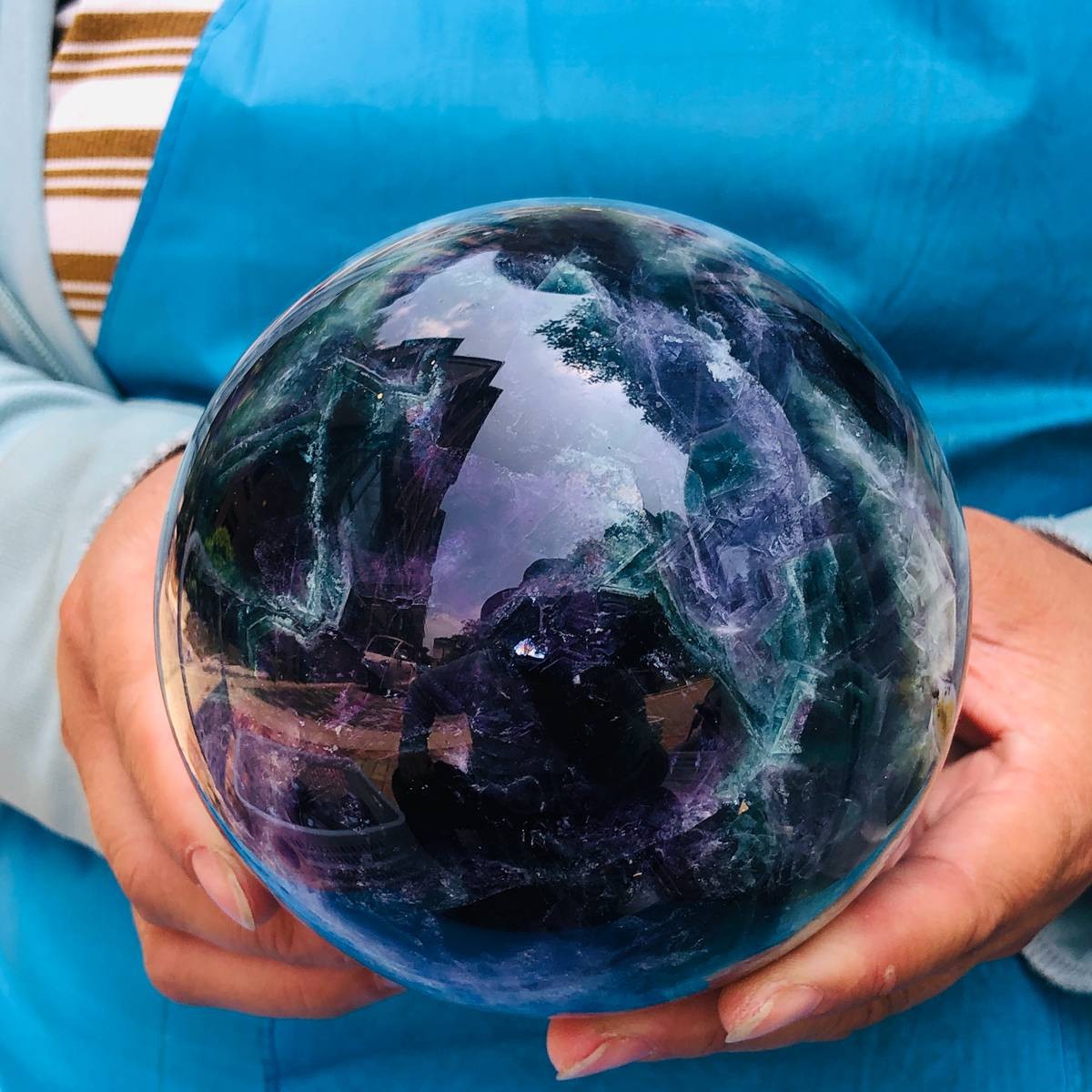 5.25LB Rare Natural Fluorite Sphere Quartz Crystal Ball Reiki Healing 5506