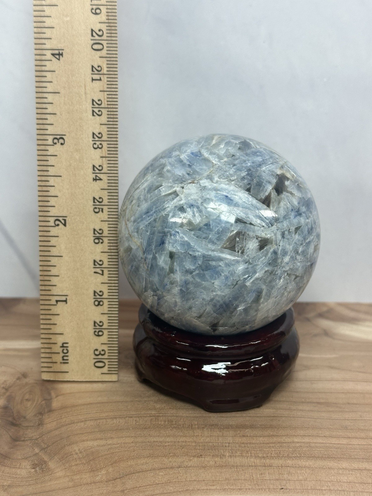 Blue Flashy Kyanite Quartz Crystal Sphere 468 Grams 63.2 mm. No Stand