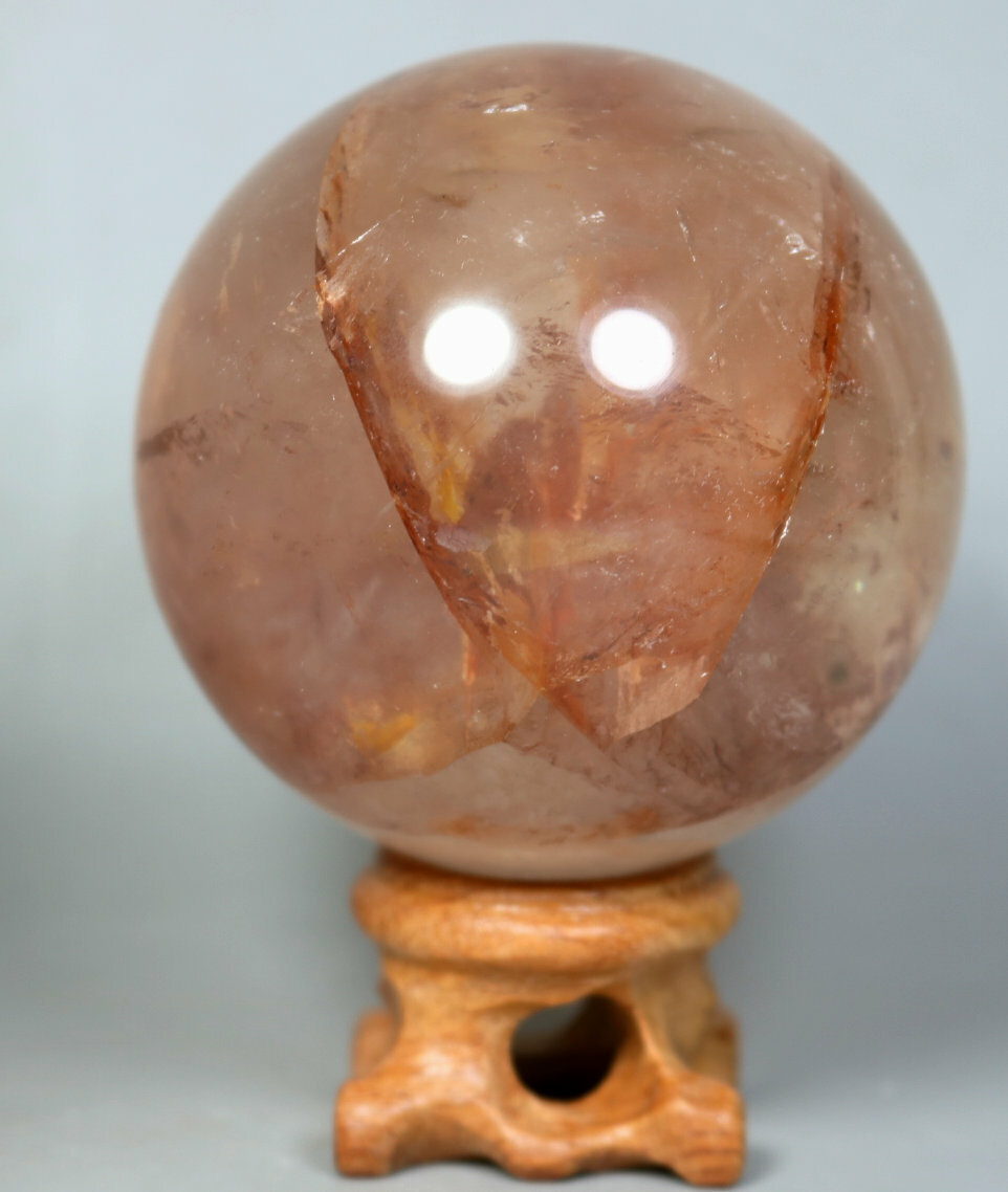 Natural RED FIRE QUARTZ Hematoid Crystal PHANTOM MULTI – INCLUSIONS Sphere Stand