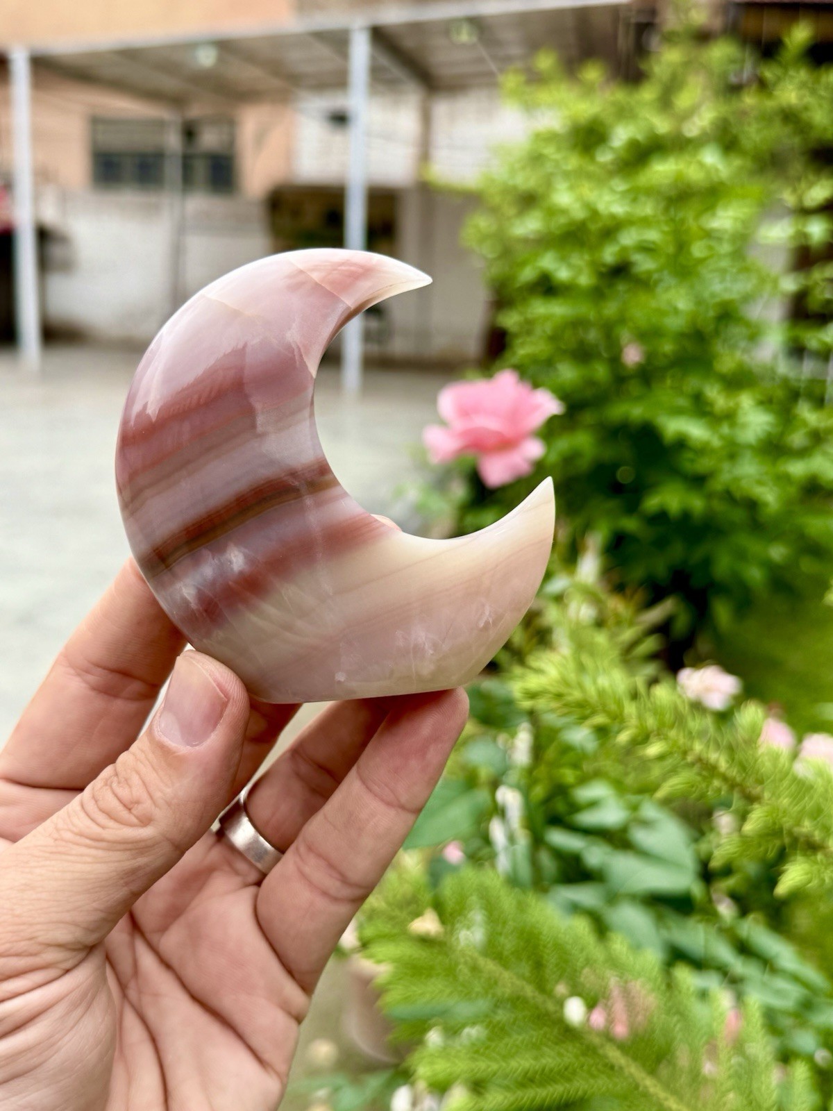 Pink Banded onyx Moon