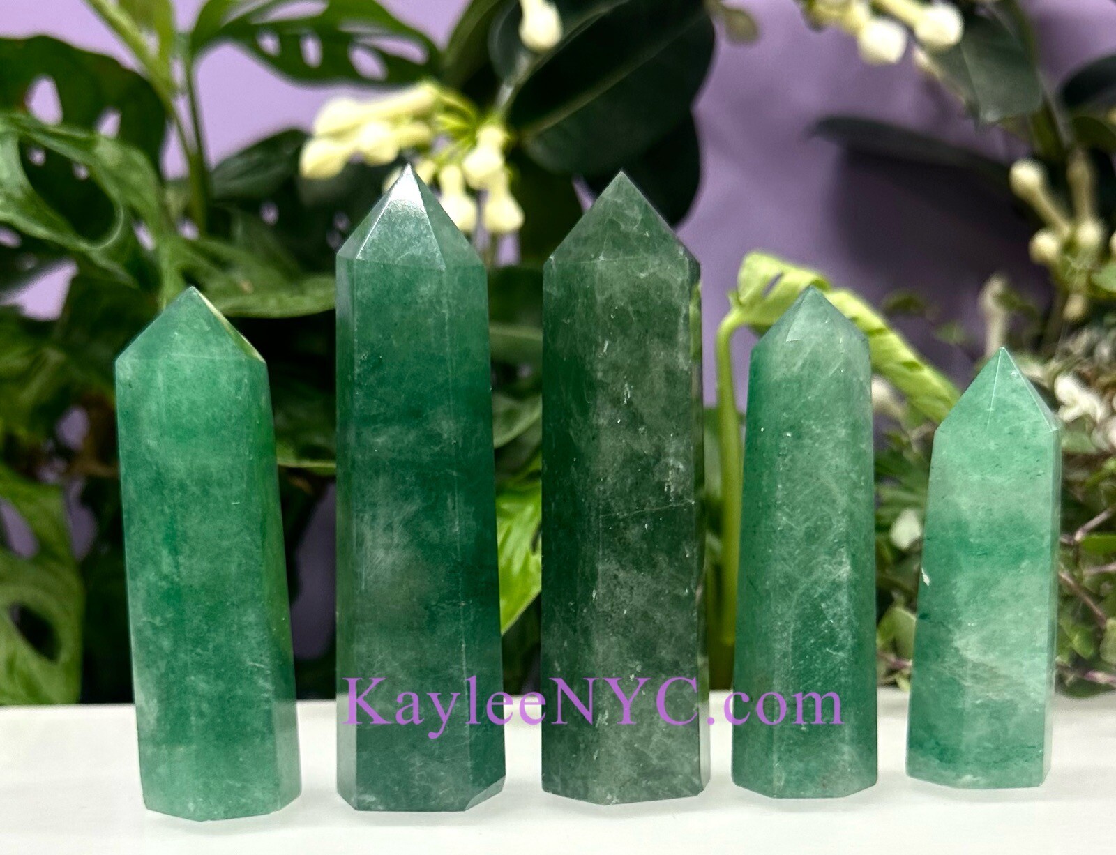 Wholesale Lot 1 Lb Natural Green Strawberry Obelisk Tower Point Crystal Energy