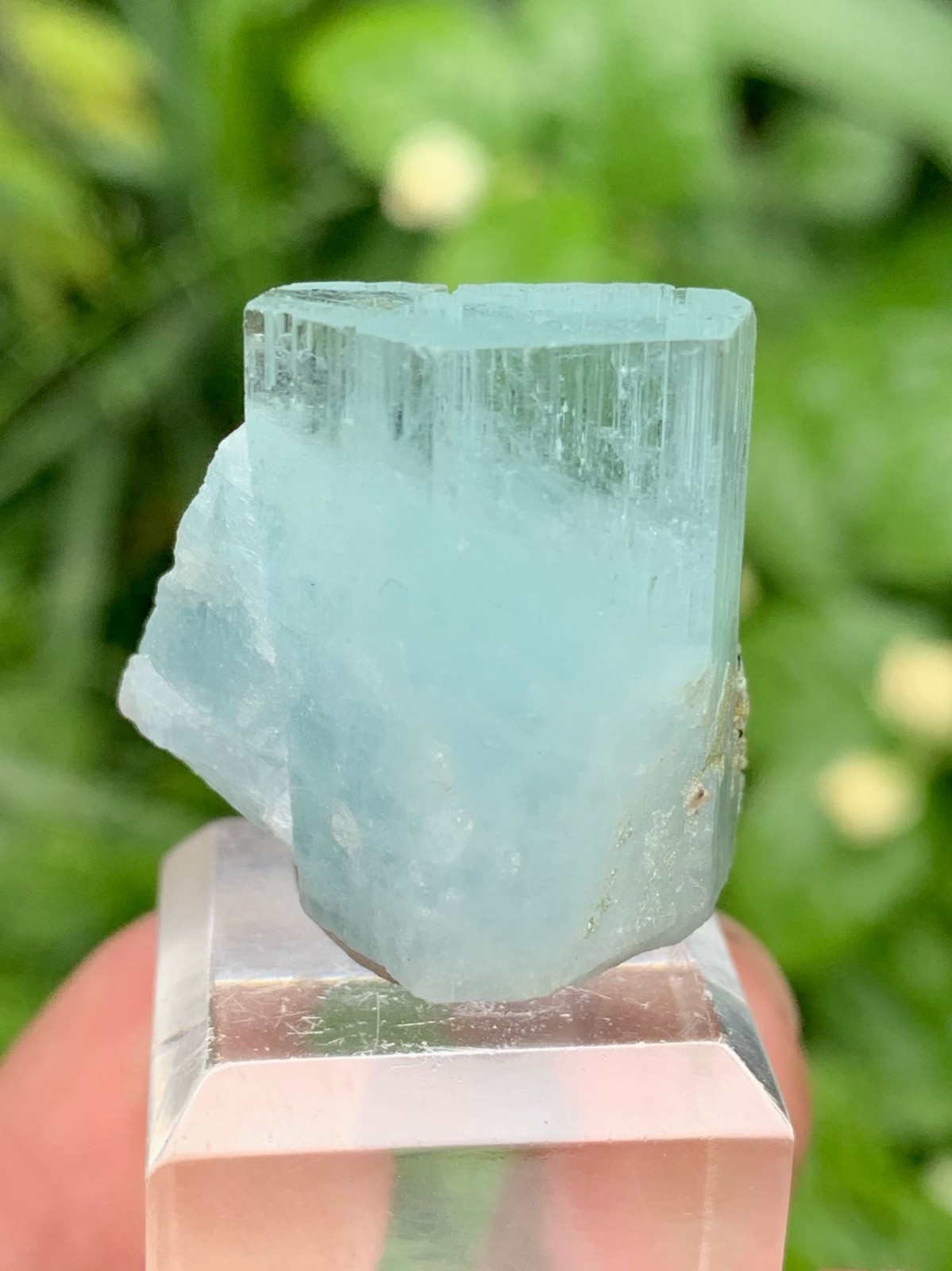 Natural Sky Blue Aquamarine Crystal With Schorl Tourmaline From Pakistan-15 Gram