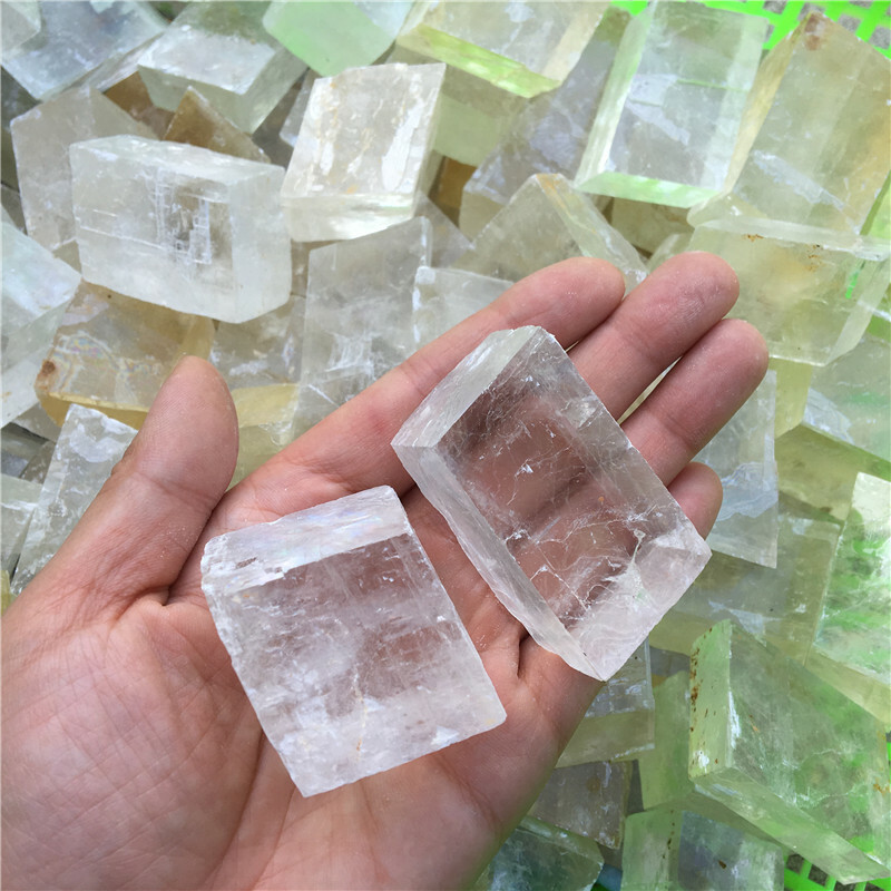 Random Yellow Iceland Spar Optical Calcite Quartz Crystal Mineral Specimen 1pc