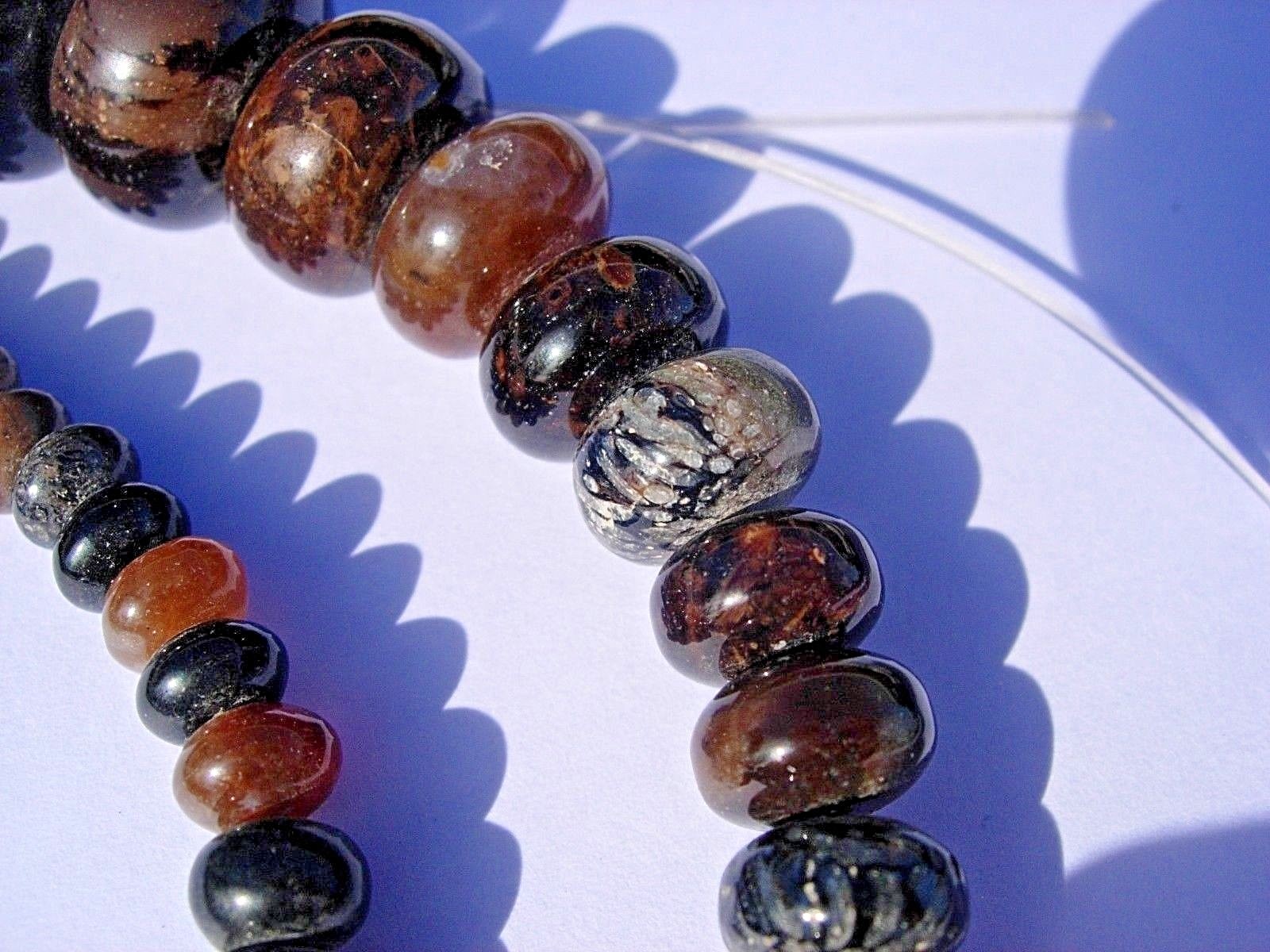 63 grams Tempskya Fern Tree Fossil & Blue Forest Petrified Wood beads Utah B-8