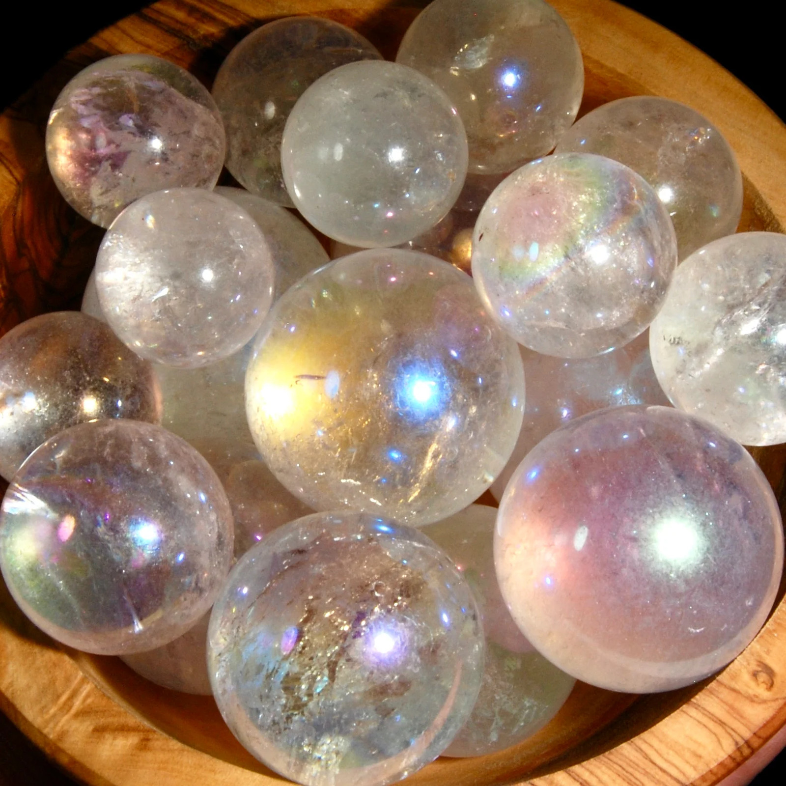 ONE Small Angel Aura Clear Quartz Crystal Sphere, 20mm to 40mm
