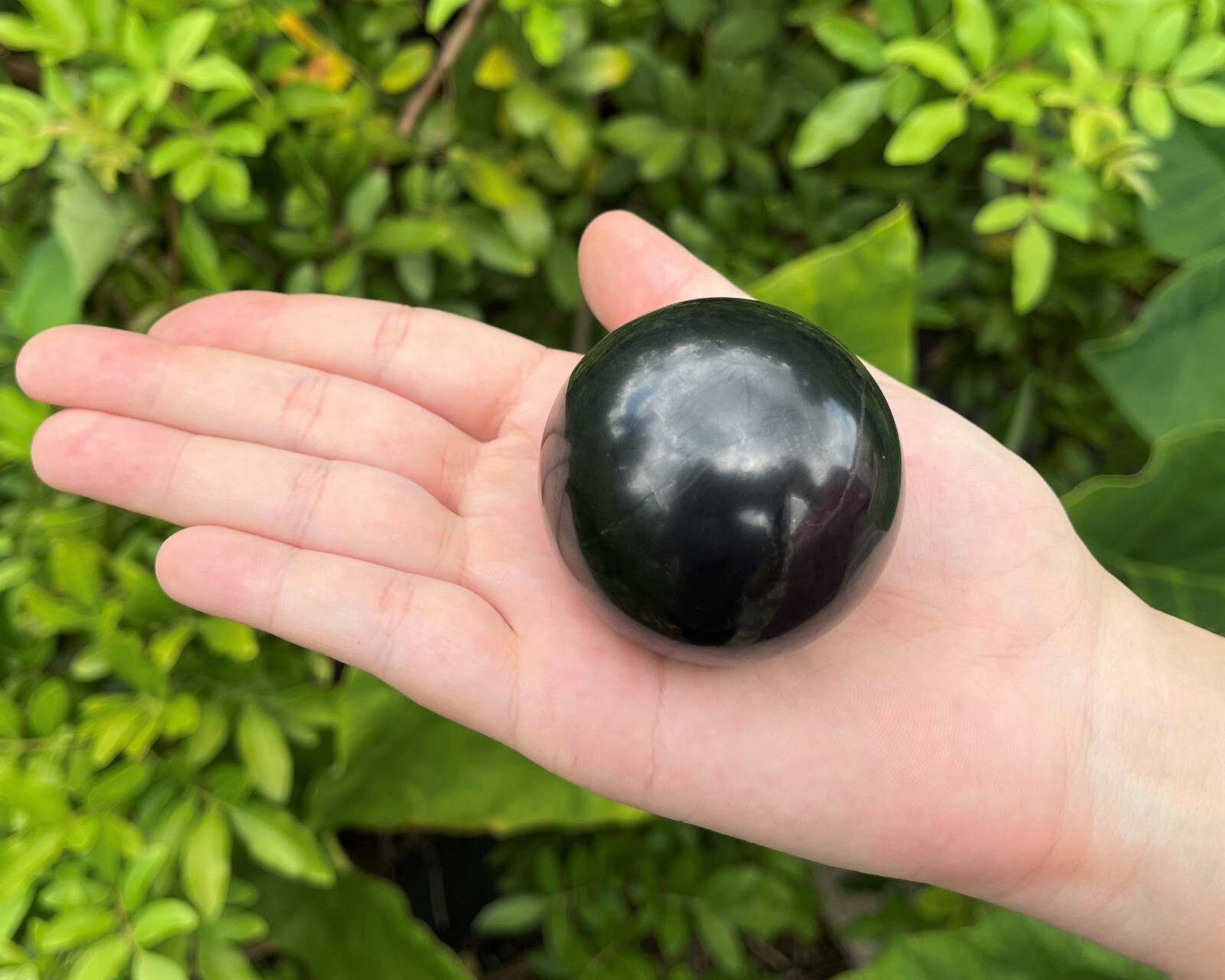 LARGE Shungite Crystal Sphere Medium 50 mm Sphere + Stand (2″ Shungite Sphere)
