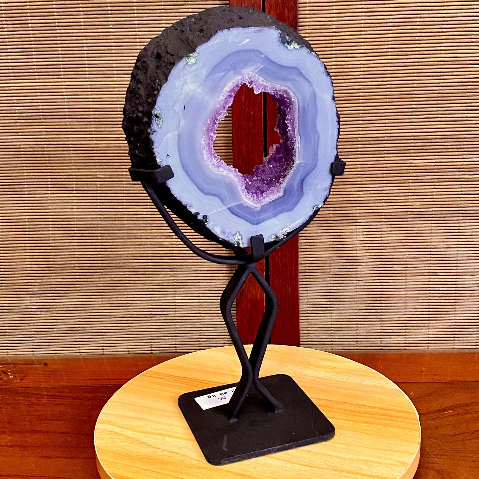 4.4LB Natural Amethyst Cave Crystal Slice Crescent shaped Hand Cut Repai