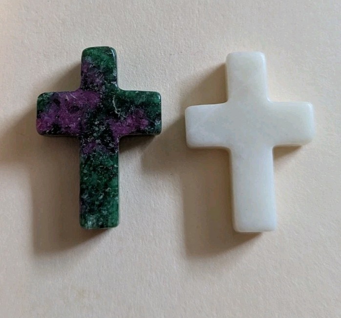 1″ Mini Crystal Crosses Natural Quartz Cross Shaped Worry Stones Charms – #13