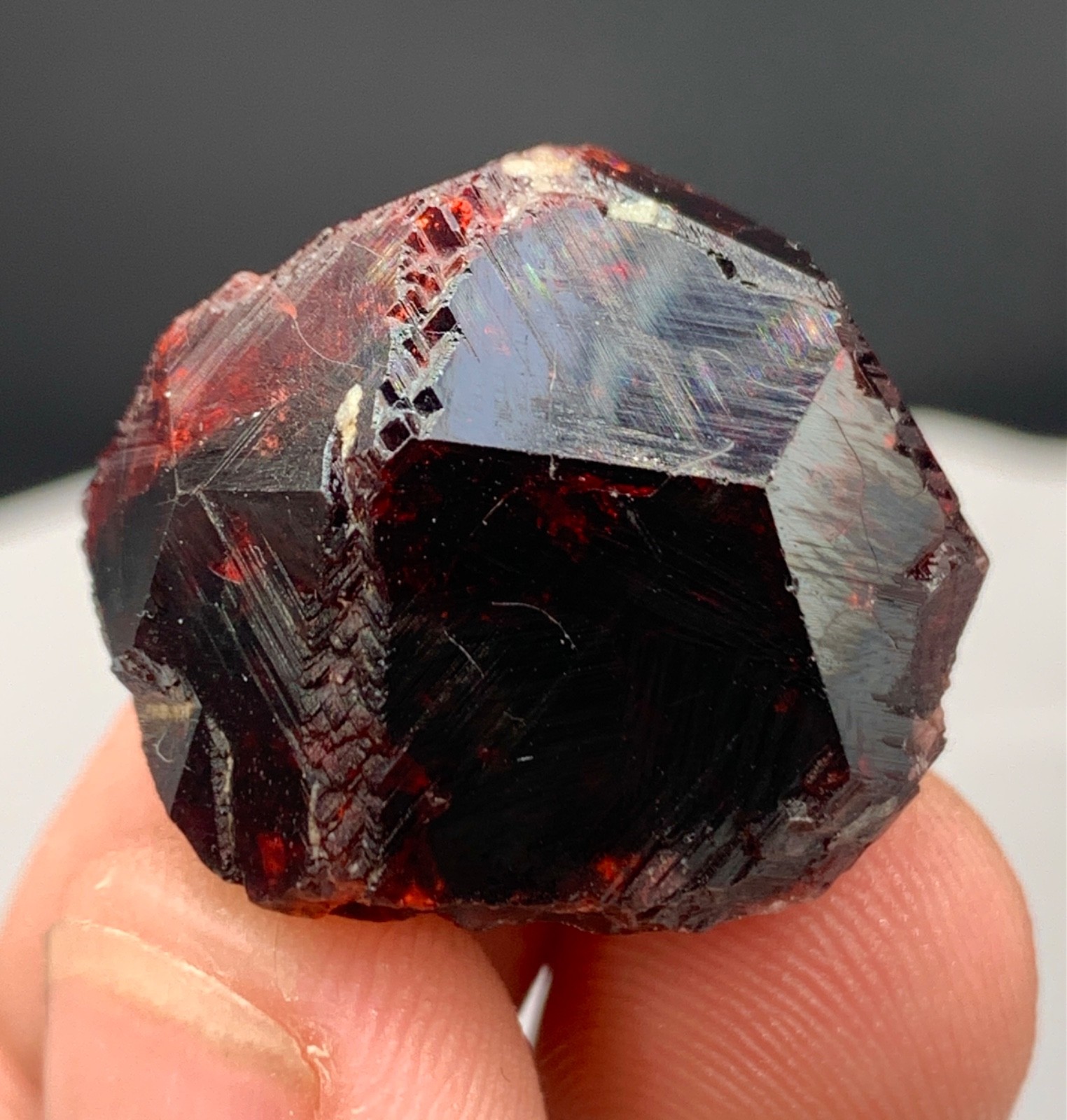 24 Gm Natural Etched Almandine Garnet Crystal, Geometric Patterns Crystal Pak