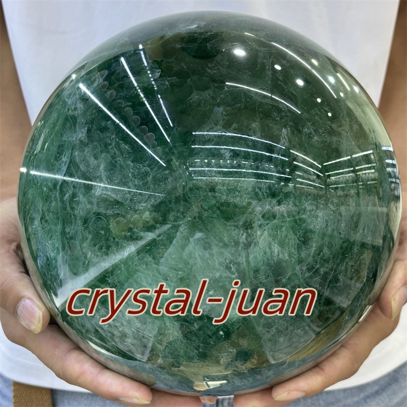 45.1LB Top Natural green fluorite Quartz Sphere Crystal Ball Healing 220mm+stand