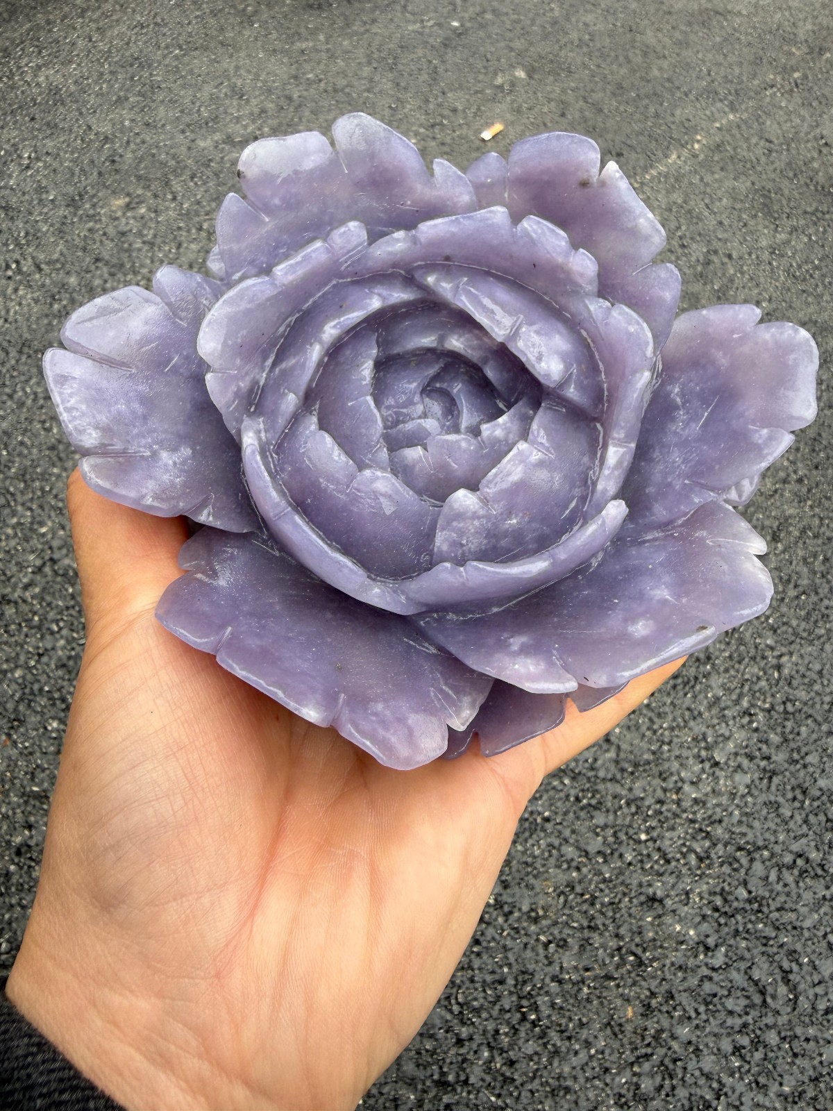 1LB Natural Purple Cloud Mother Quartz Carved Flower Crystal Reiki Healing 1pc