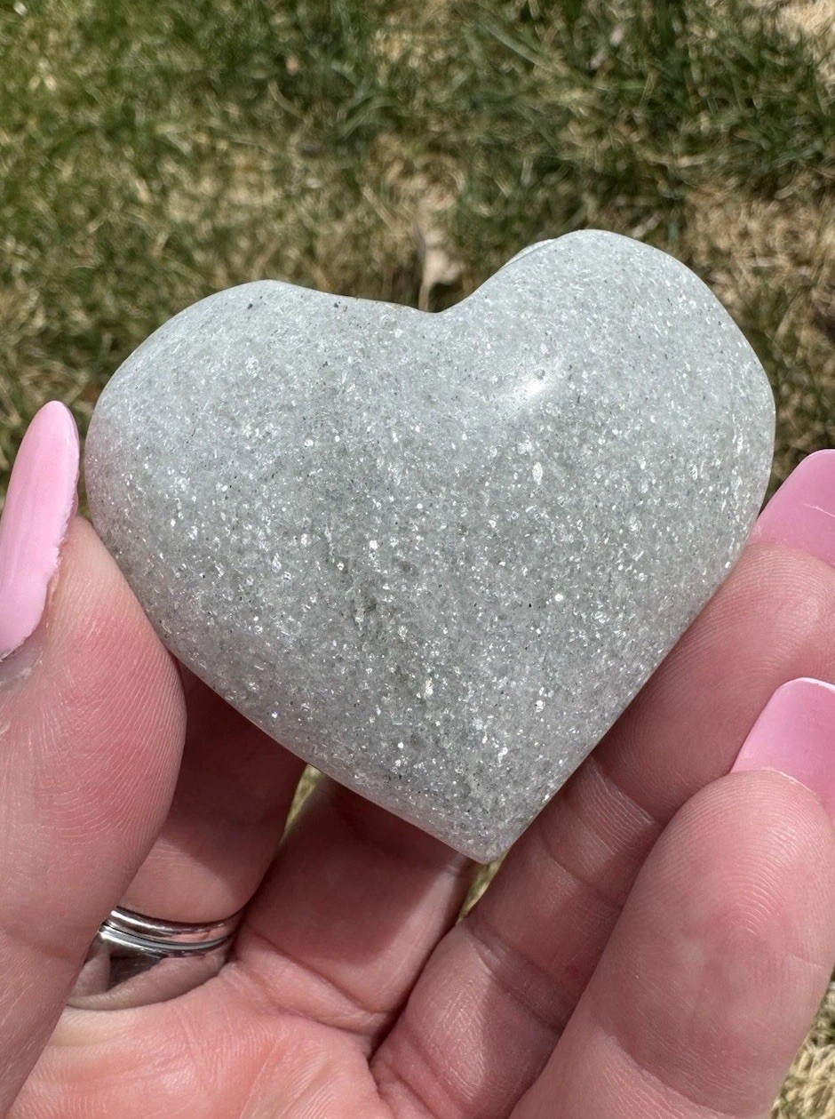 Sparkly Jade Crystal Heart 1 7/8”