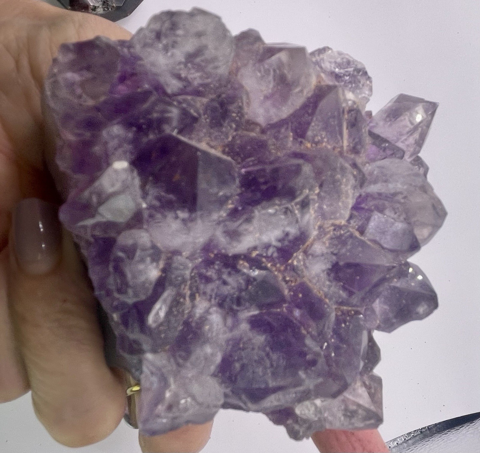 Purple Amethyst Crystal Cluster Mineral Specimen on Matrix Display Piece