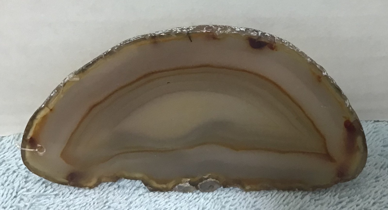 Brazilian Agate Slice Gemstone Opaque With Pink Orange Yellow Tan