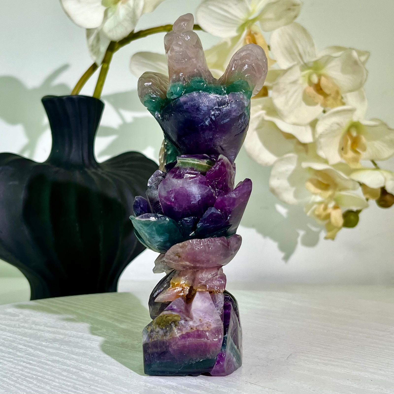 3.5LB Natural fluorite quartz products, hand carved and polished spiritual orna