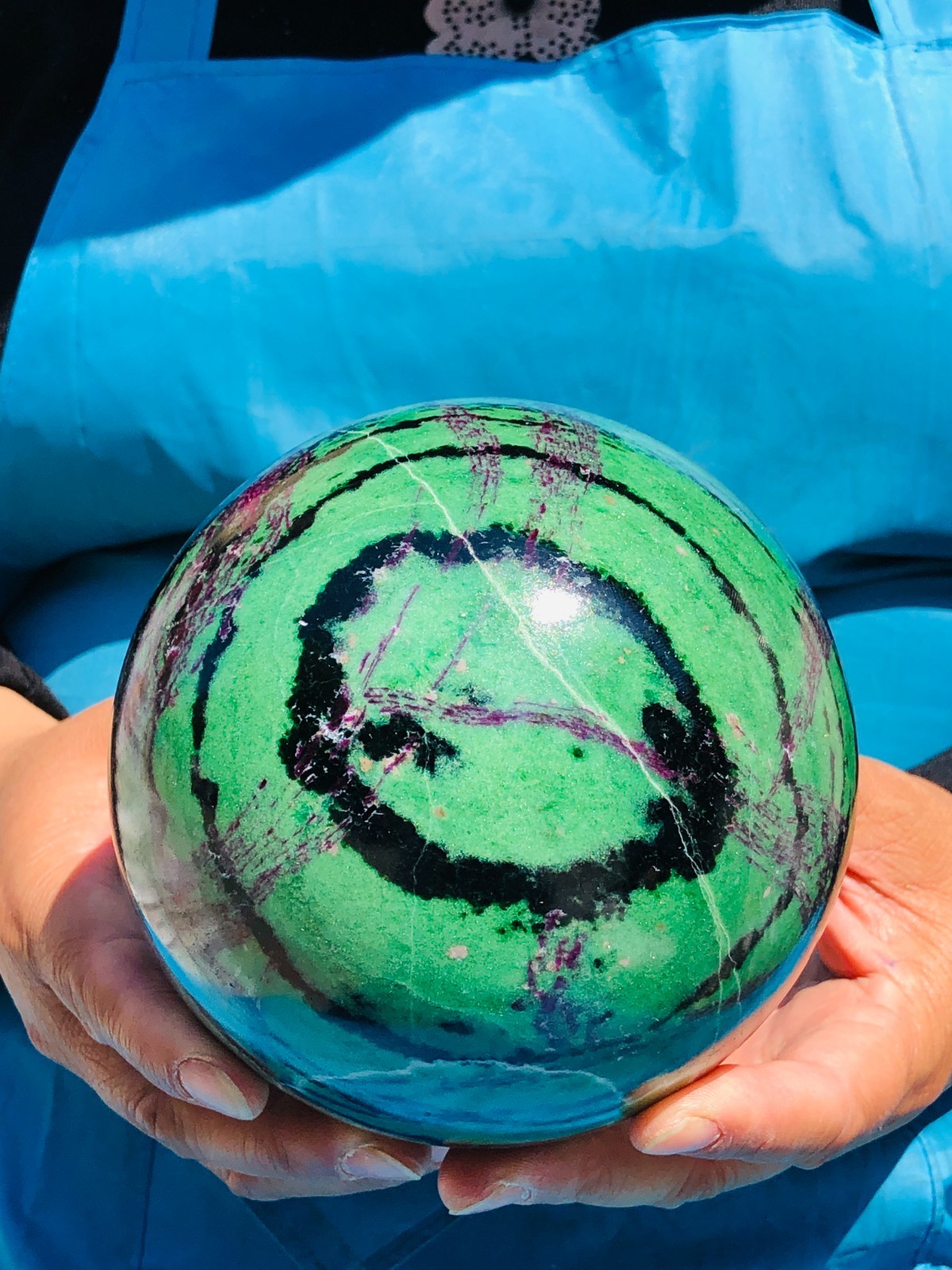 6.46 LB Large Natural Ruby Zoisite Sphere Crystal Healing Stone Specimen 5159