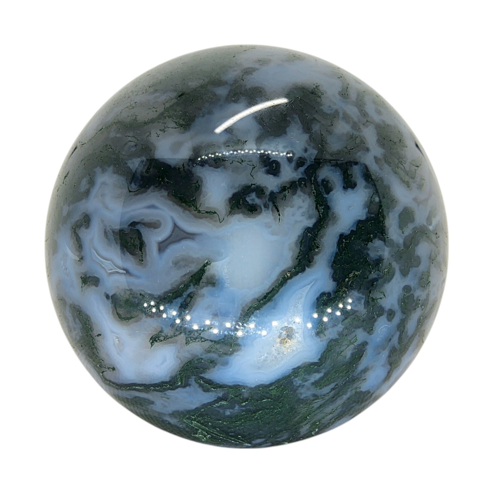 Moss Agate, 2 1/8 inch, sphere, ball, display, specimen, #R-6375