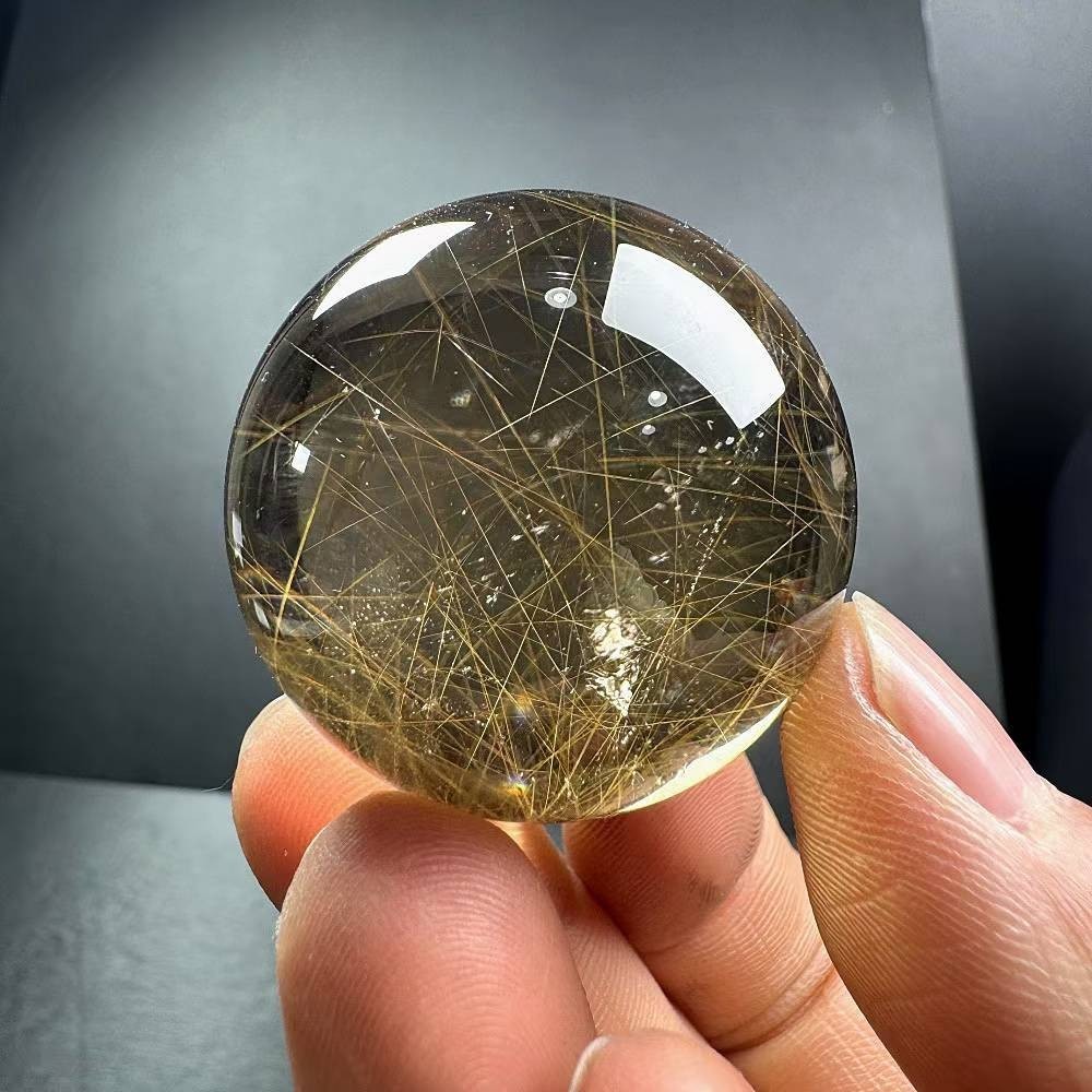 80g Natural Rutilated Quartz Sphere Crystal Ball Mineral reiki Decor