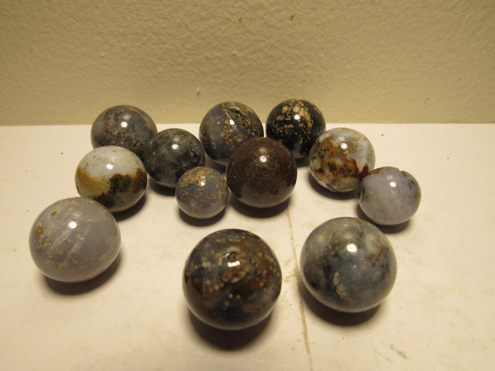 Lot of 12 Ocean Jasper Mini Sphere Ball , Marble Size! ! 14mm to 21mm