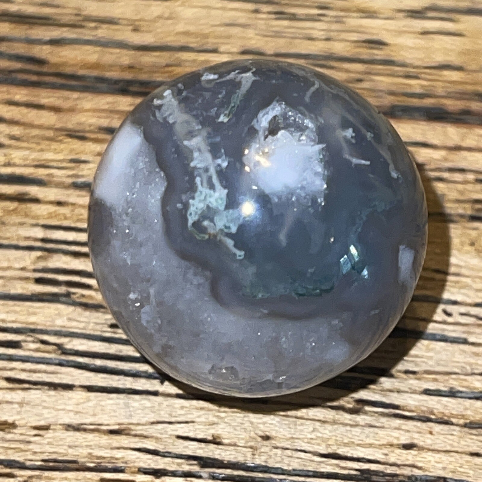 Moss Agate Sphere Ball Orb Marble 20.7mm, 16g