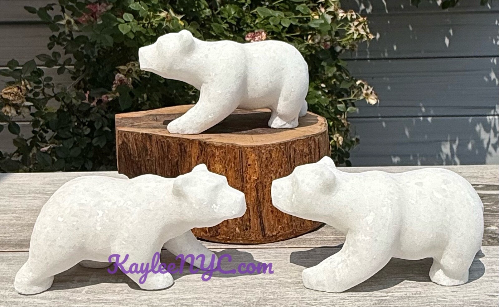 Wholesale Lot 3 Pcs Natural Snow Quartz Polar Bear Crystal Healing