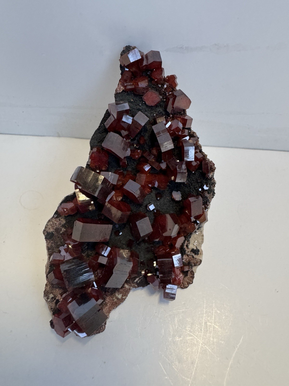 Vanadinite On Matrix, Mibladen, Morocco, Excellent Crystal Form