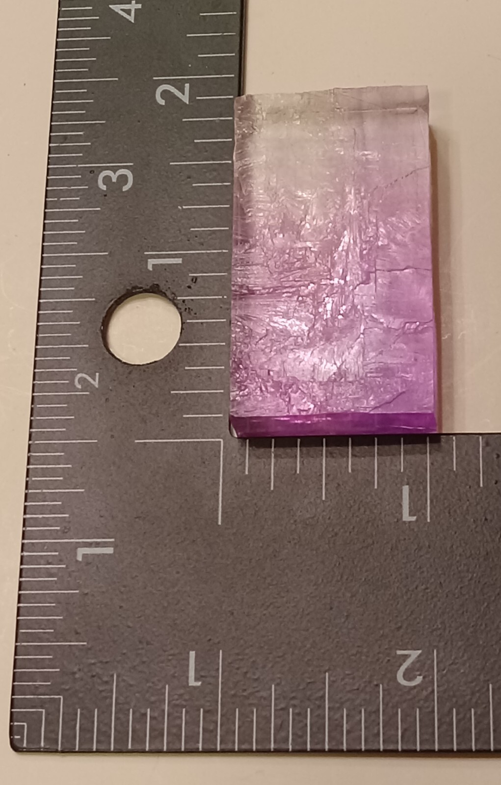 PURPLE HALITE CRYSTAL. Rectangle Shape. Transparent & Clear. 22 grams. 110 ct.