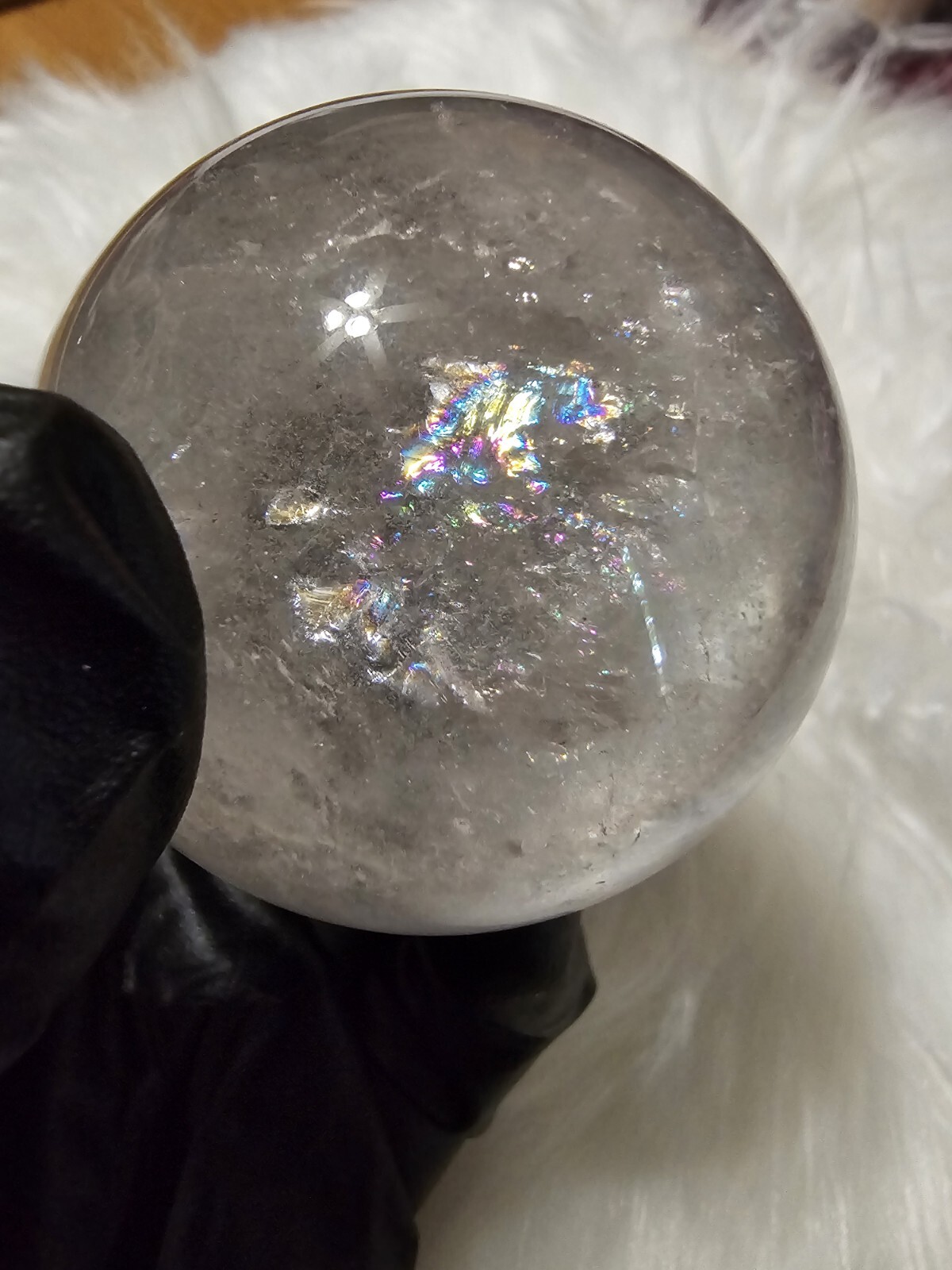 Garden Quartz Crystal Sphere Very Clear With Light Stand Included HIGH QUALITY