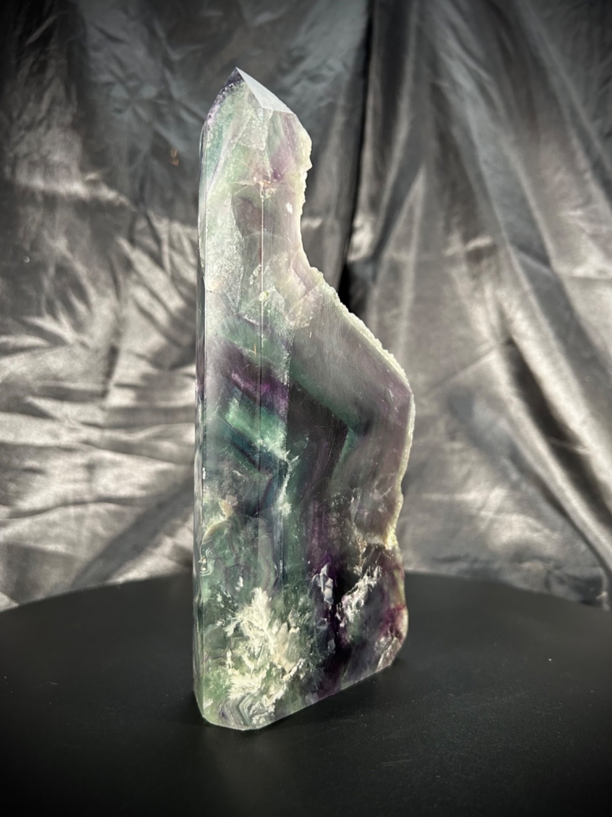 7.5″ Rainbow Fluorite 4 Polished side/1 Raw Side Tower Freeform 2lb 8.7oz