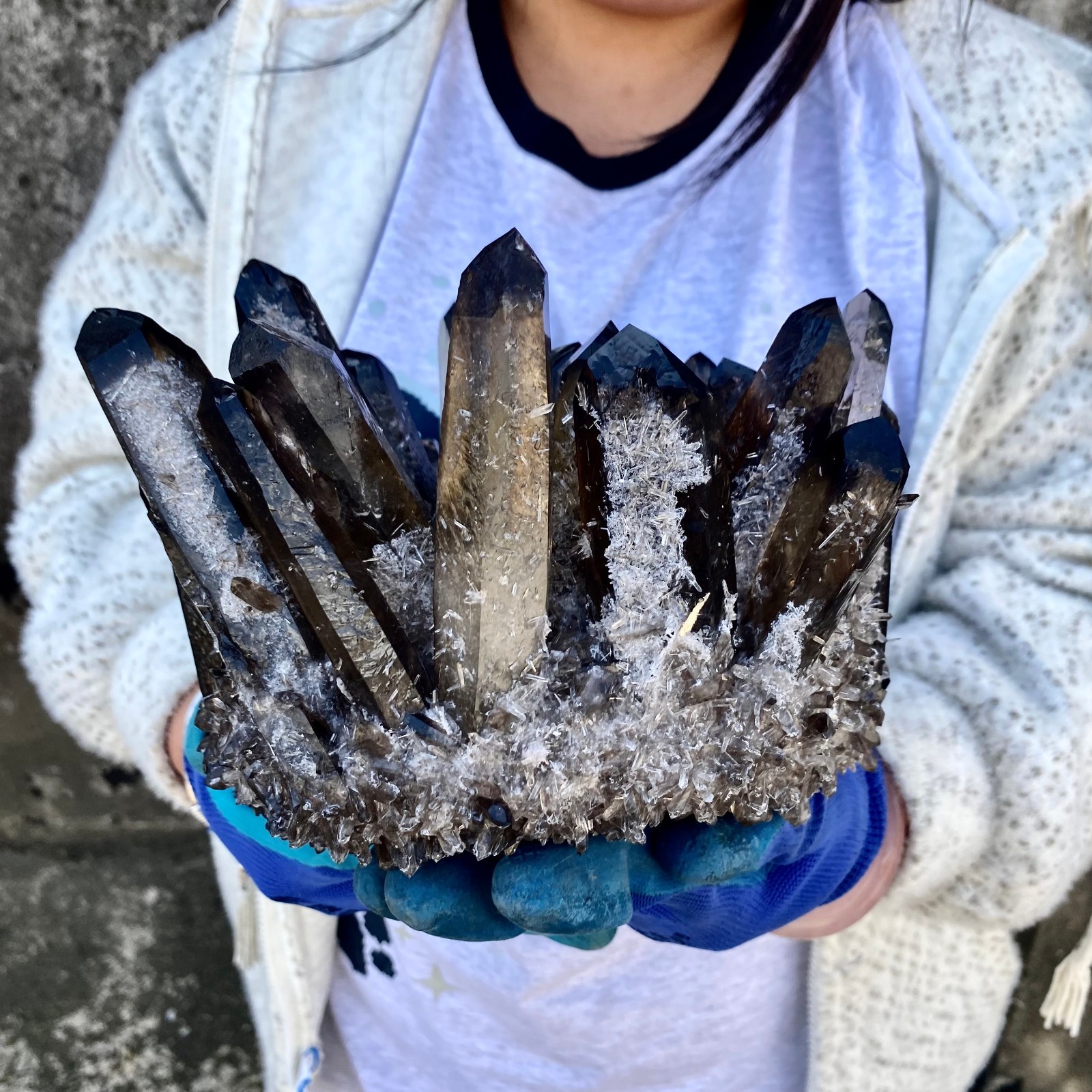 15.43LB New Find black Phantom Quartz Crystal Cluster Mineral Specimen Healing