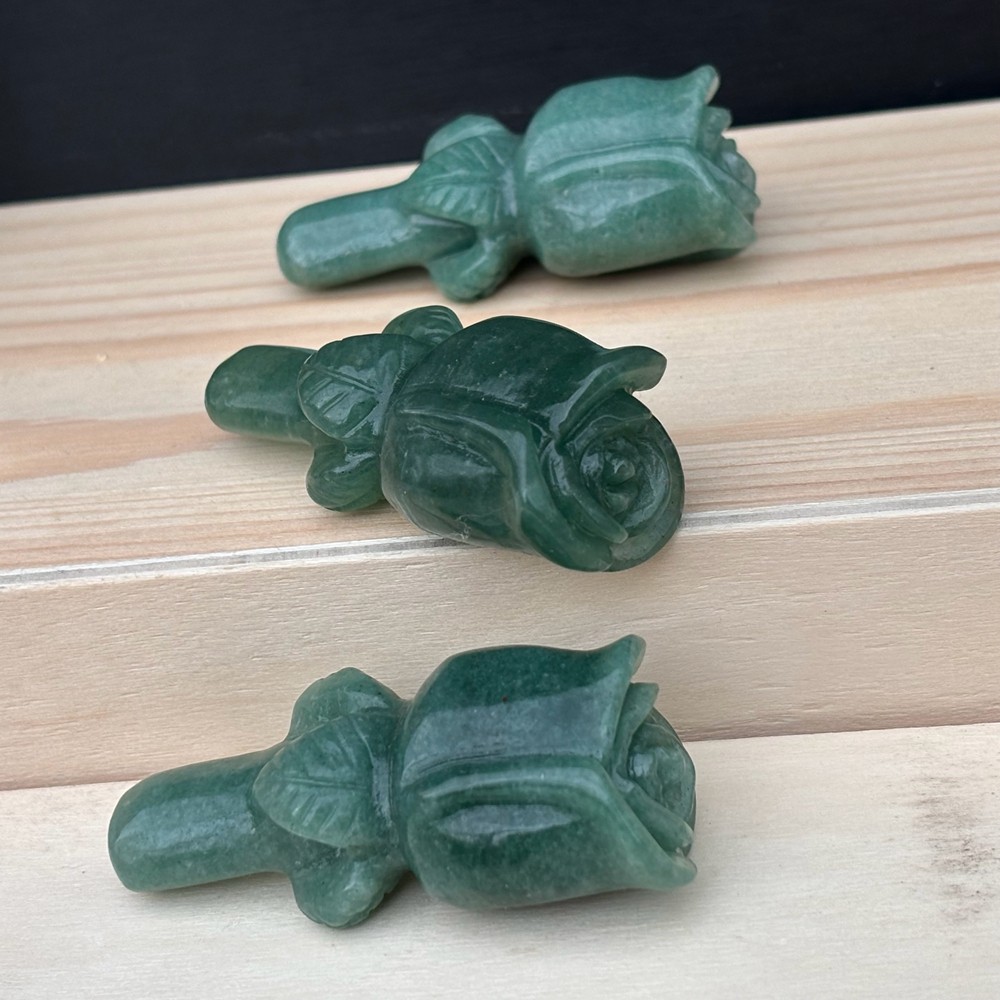 2.3″ Natural Aventurine Quartz Rose Carved Crystal Flower Skull Healing Gift 1pc