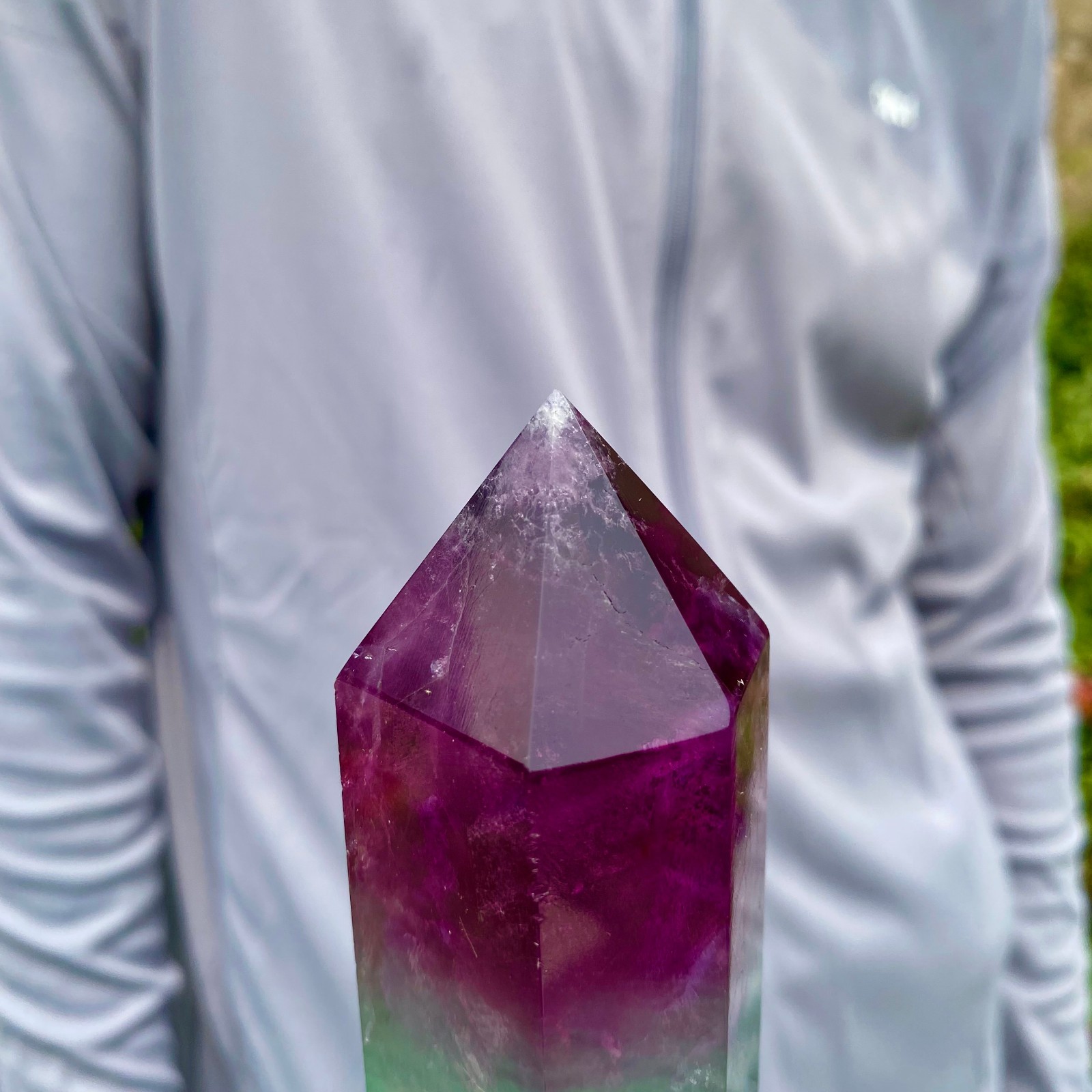 1.9LB Natural unique colored fluorite pillar quartz crystal sample
