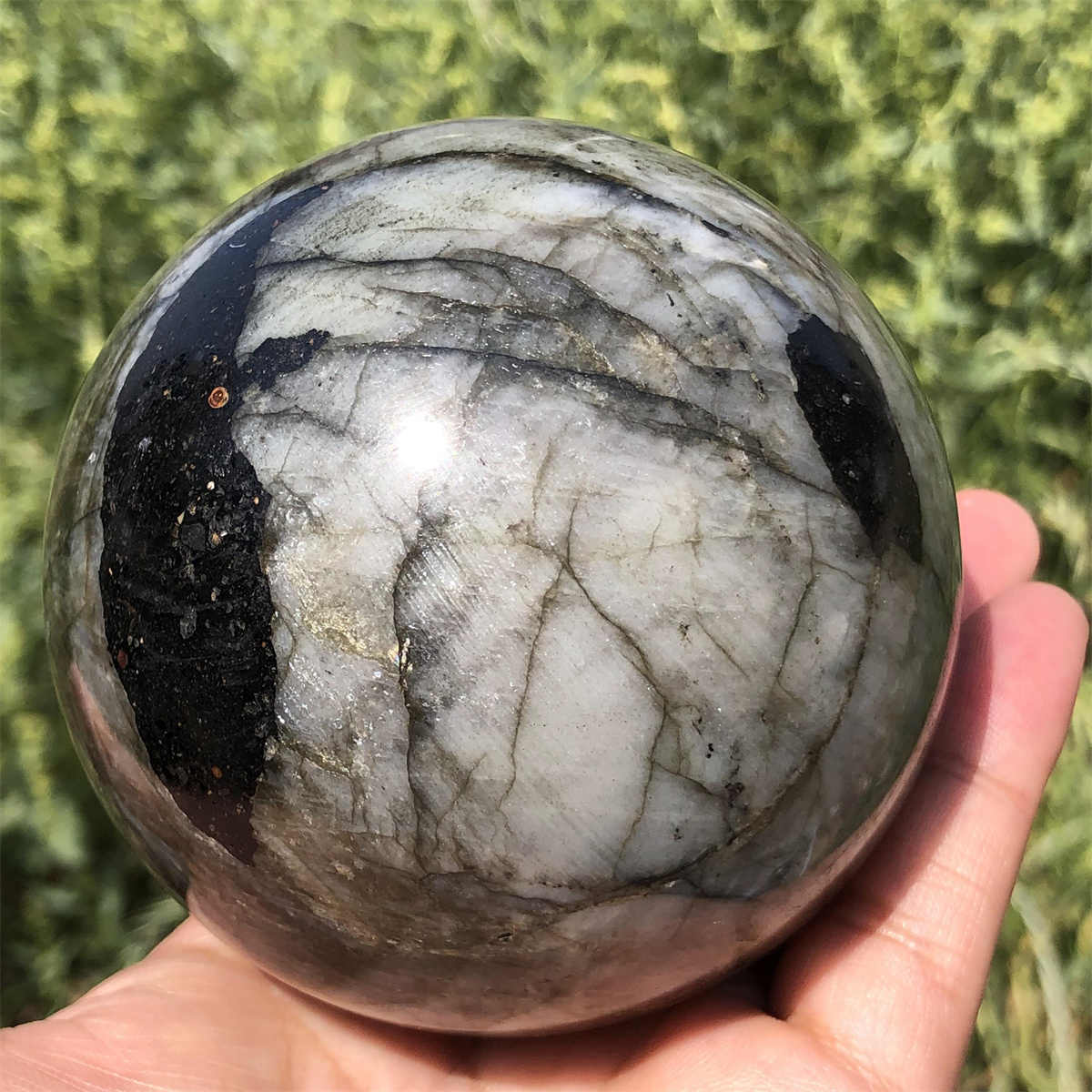 800g Natural Labradorite Ball Quartz Crystal Sphere Reiki Crystal Decor Gift