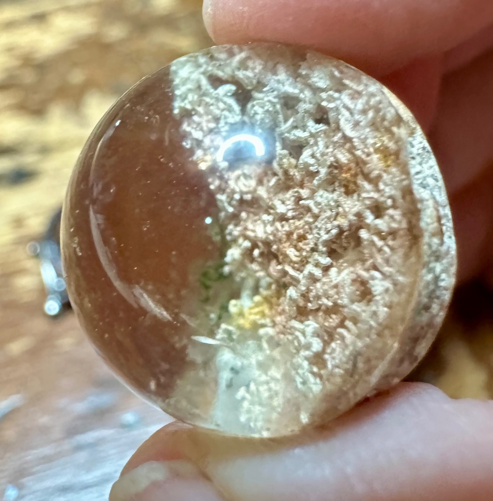 Teeny tiny super clear garden quartz crystal sphere with stand Free shipping
