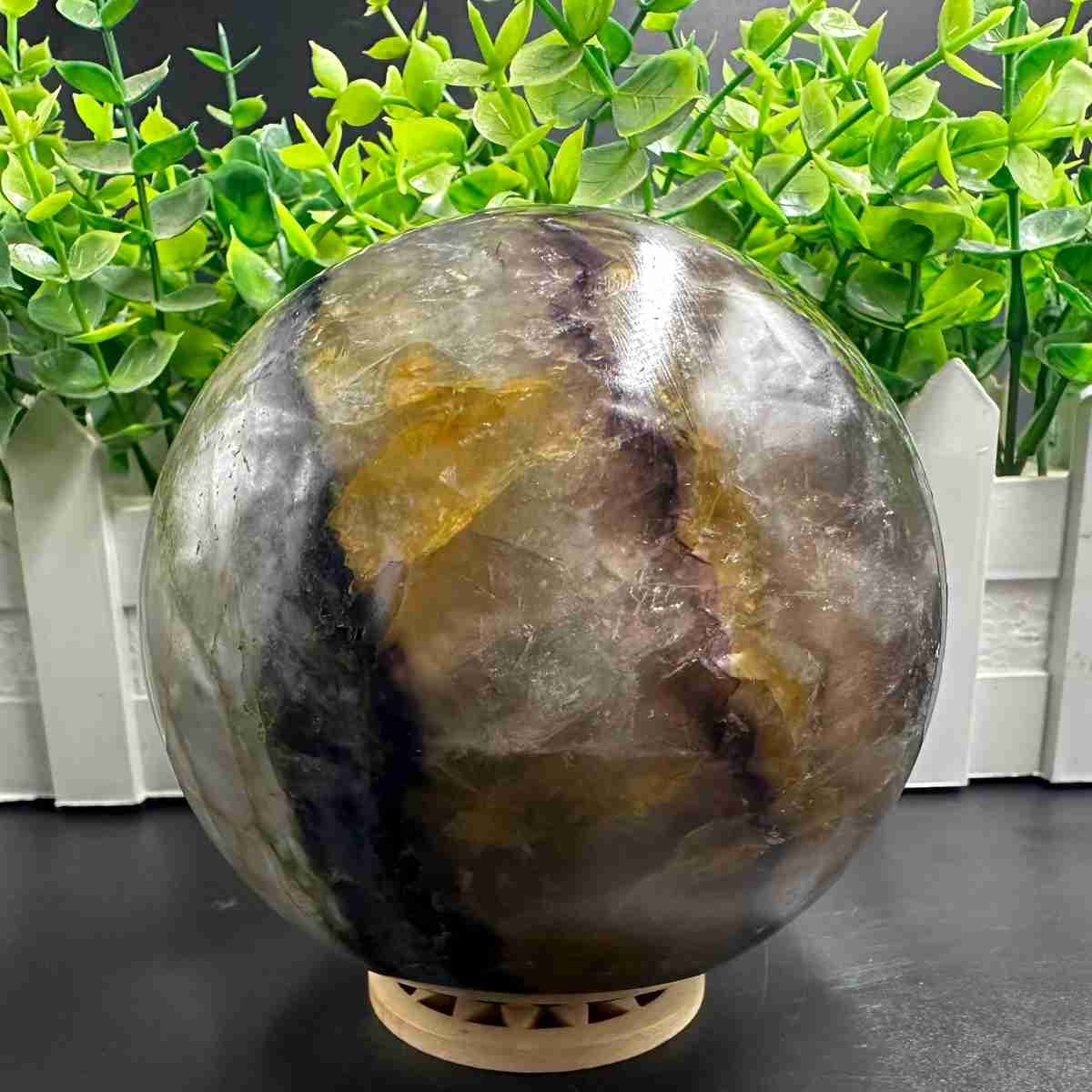 1835g Natural Fluorite Quartz Sphere Crystal Energy Ball Reiki Healing Gem