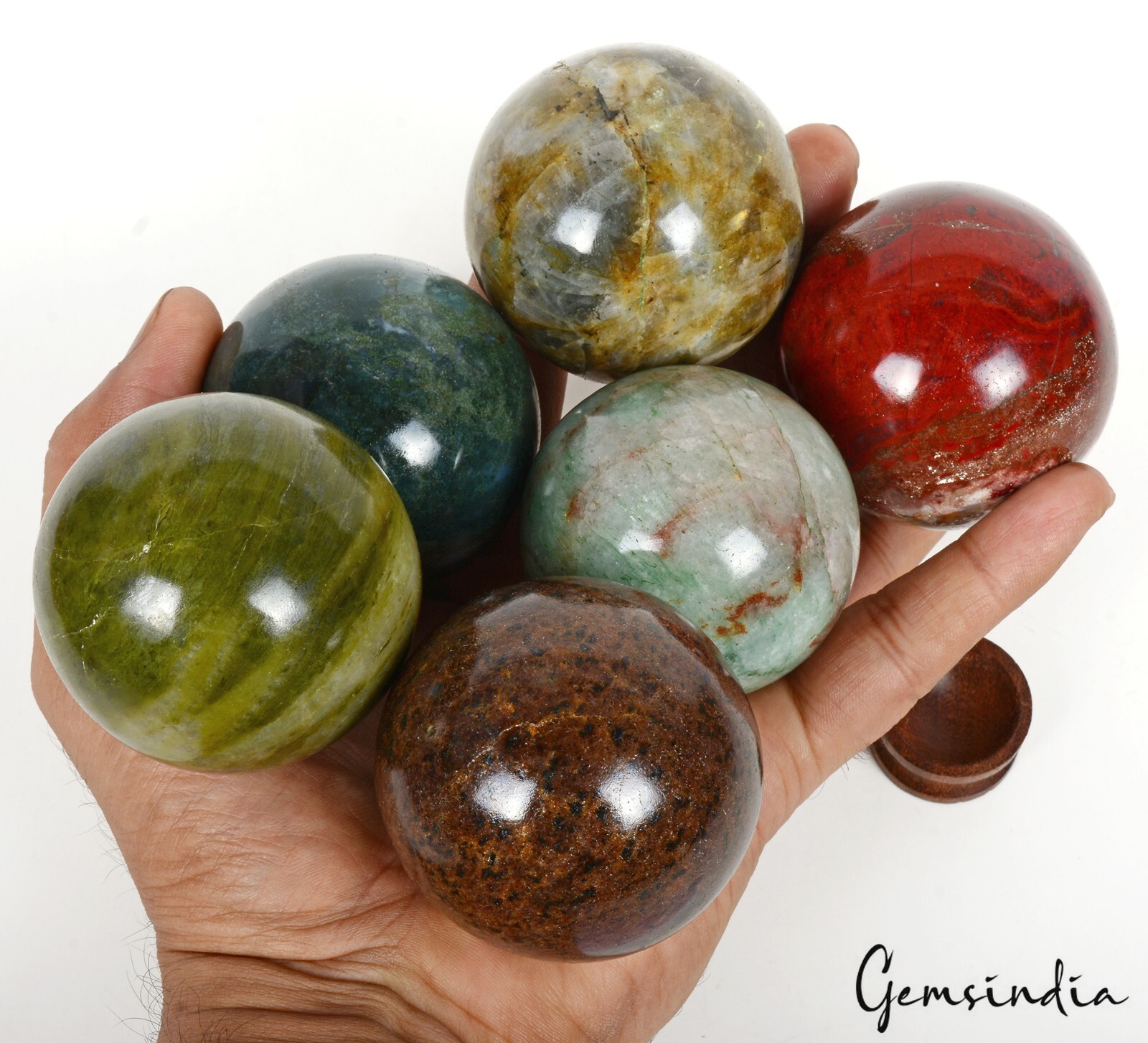 1.52 Kilo Natural Multi Gemstone Healing Crystal Mineral Gems Sphere With Stand