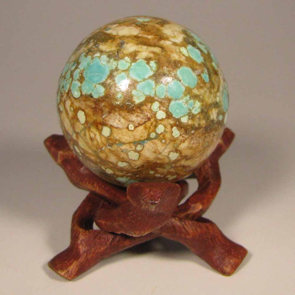 40mm TURQUOISE Gemstone Sphere Ball w/ Stand – Nevada Number 8 Mine