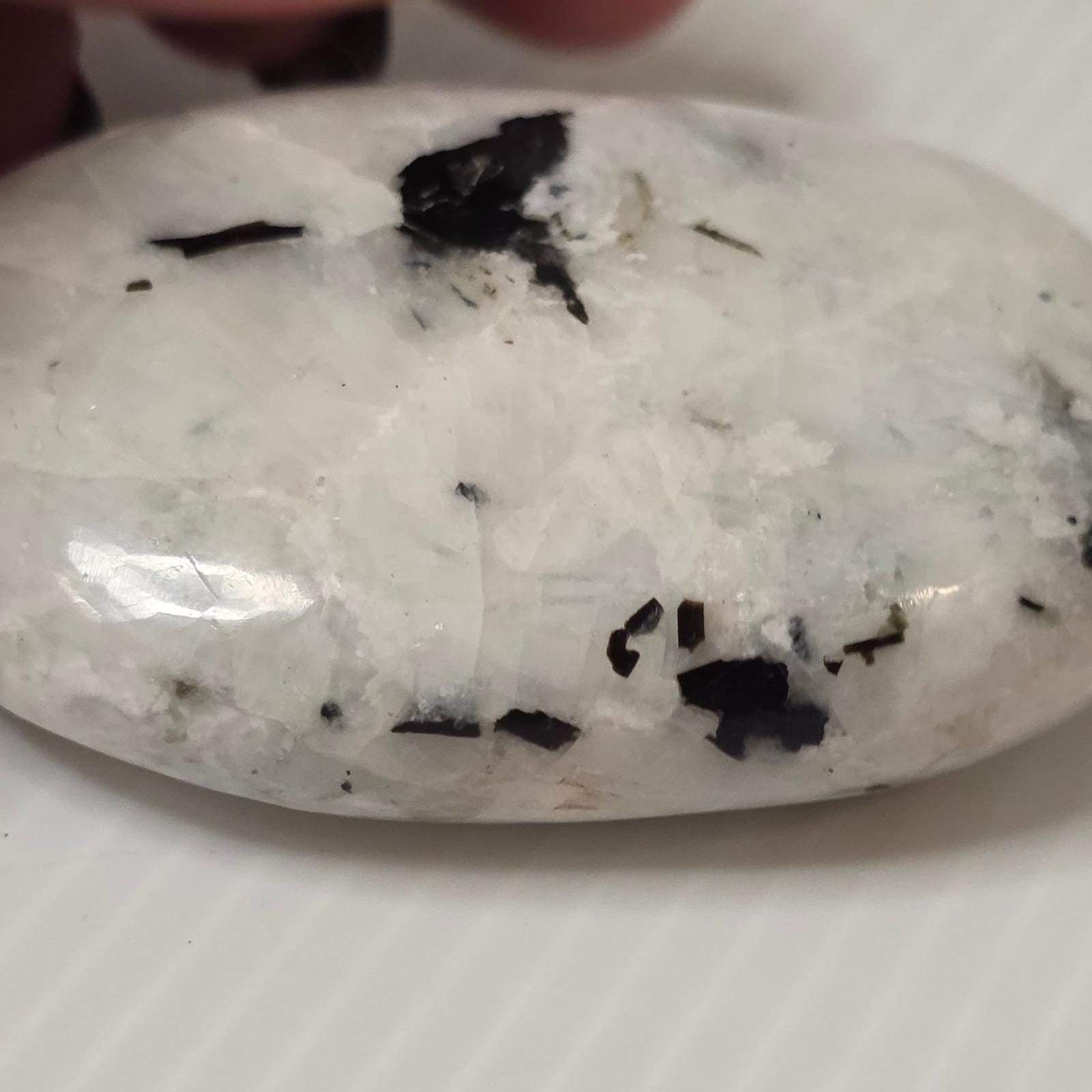 Unbranded Moonstone Palm Stone 2.75in White Black Excellent Specimen