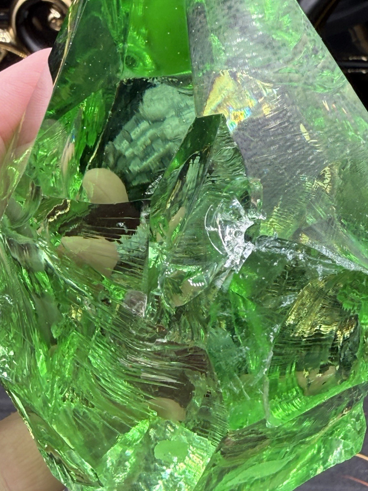 Awesome Slag Glass Top points From Mexico Stunning colors Free ship