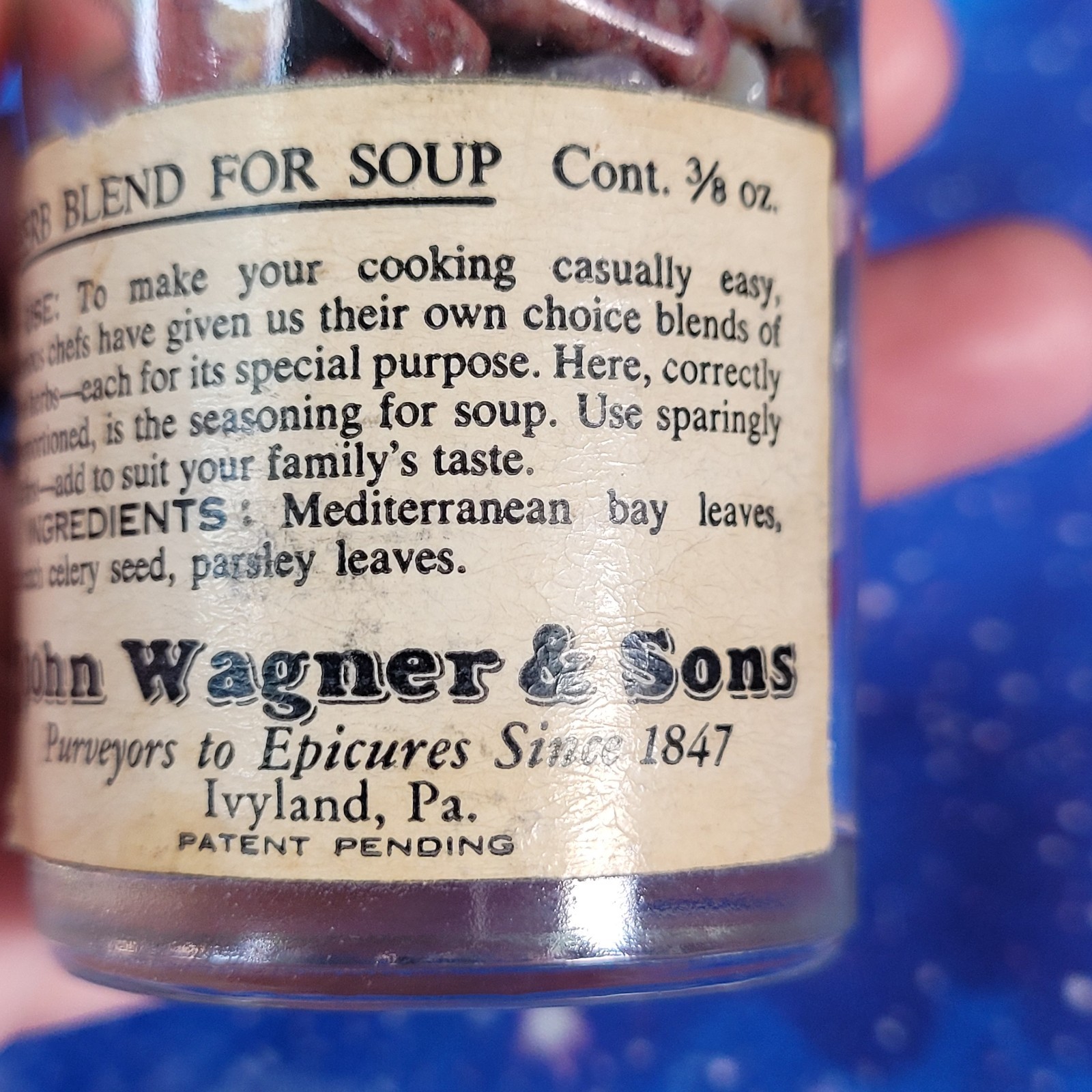 4oz Mixed Crystal Small Tumbles in Vintage Apothecary Glass Jar Wagner Spice