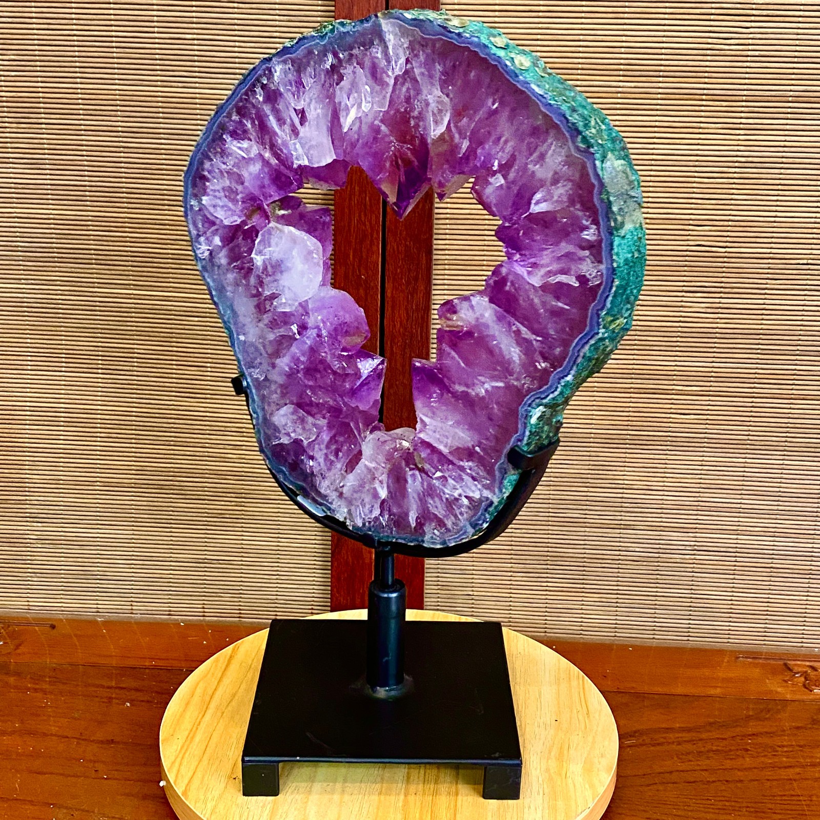 8.4LB Natural Amethyst Cave Crystal Slice Crescent shaped Hand Cut Repai