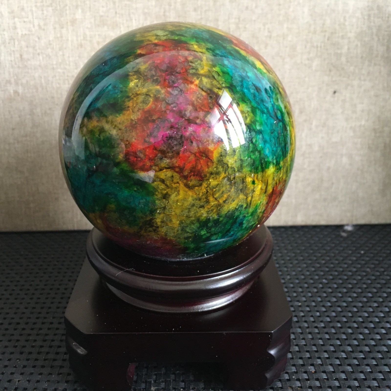 1585g “Seven Colors Jade” crystal sphere specimen -Taiwan China