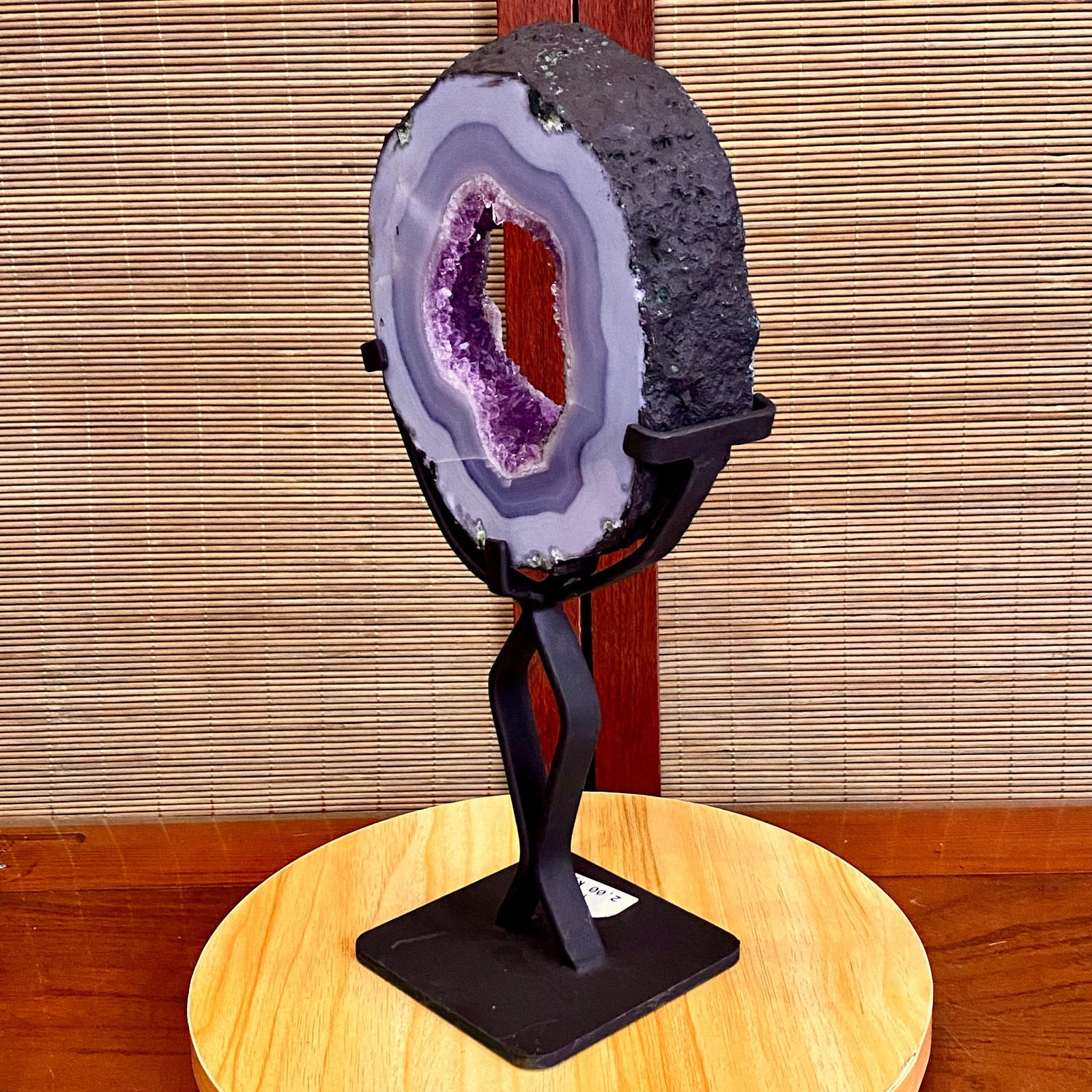 4.4LB Natural Amethyst Cave Crystal Slice Crescent shaped Hand Cut Repai