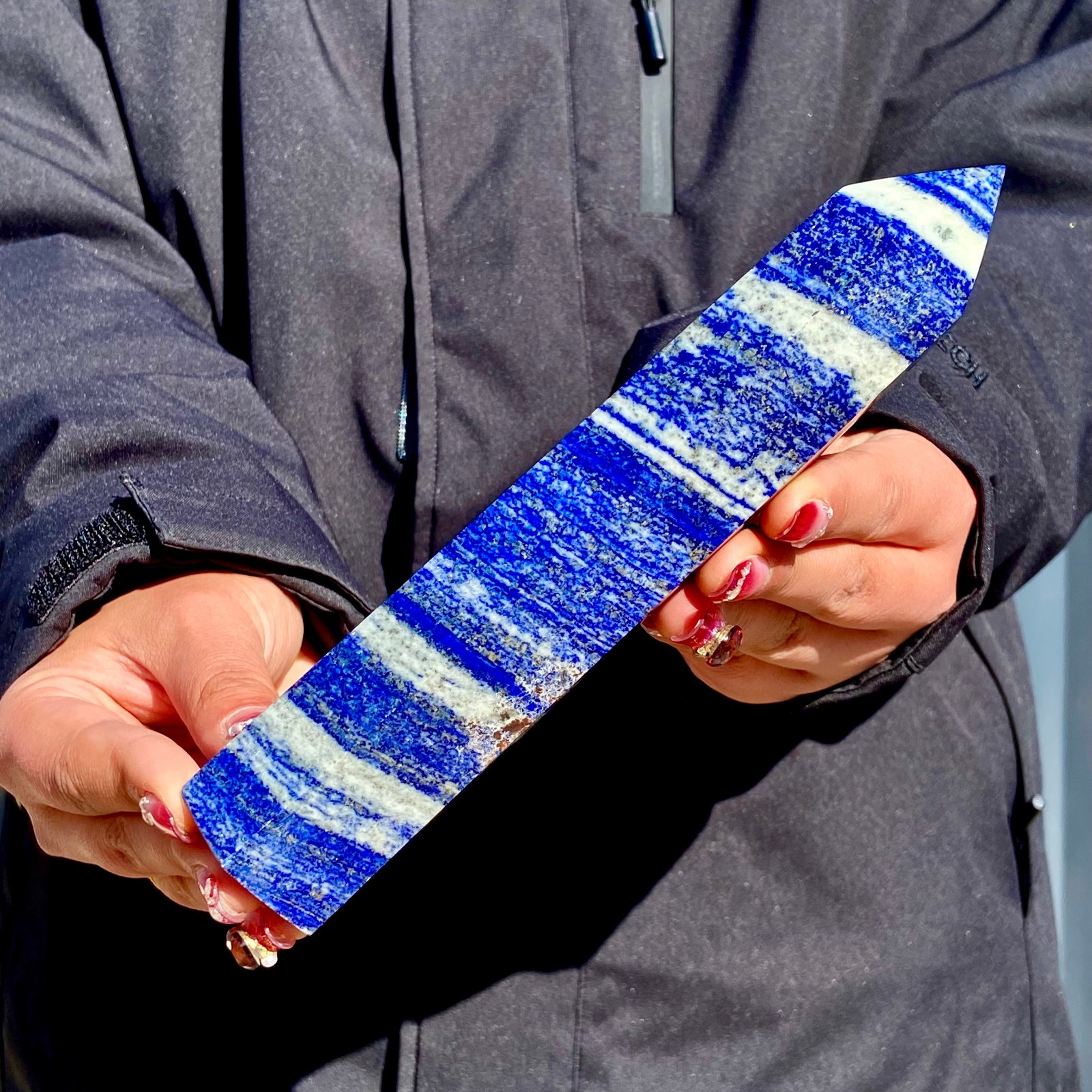1.23LB Large Natural Lapis lazuli quartz crystal obelisk point wand aura healing