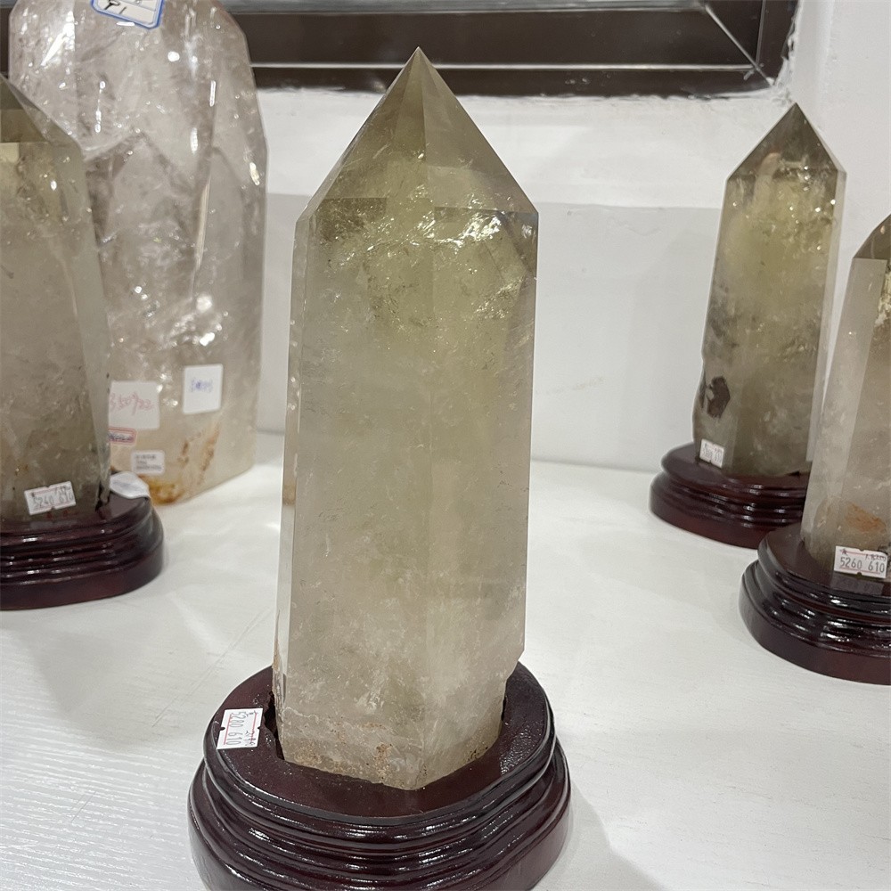 4.8LB 9.8″ Natural Smoky Quartz Obelisk Tower Crystal Quartz Healing+stand