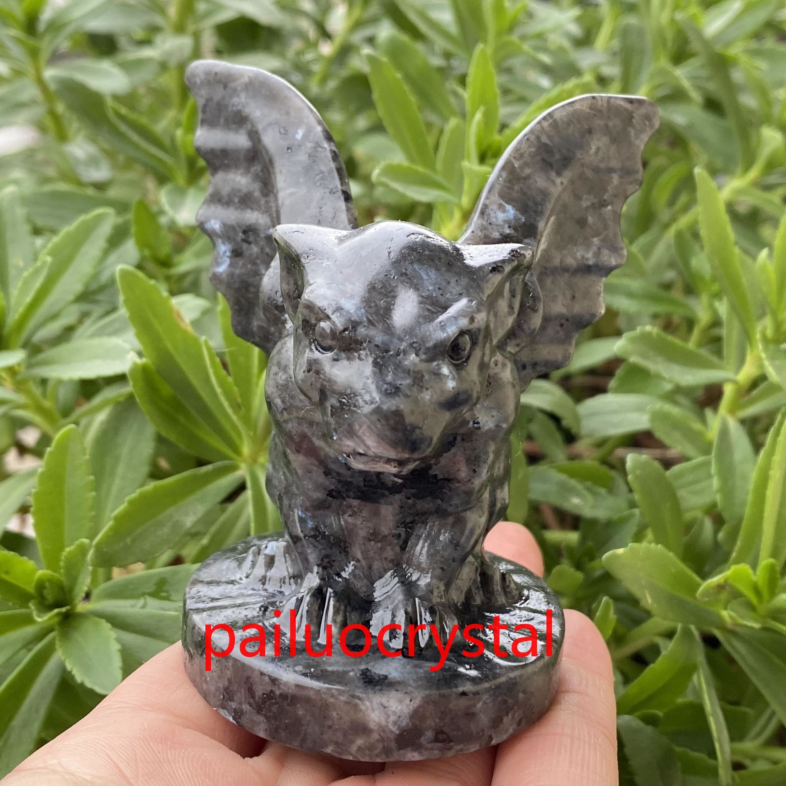 200g+ 1pc Natural Specctrolite Gargoyle Quartz Crystal Skull Carved Figurines 3″