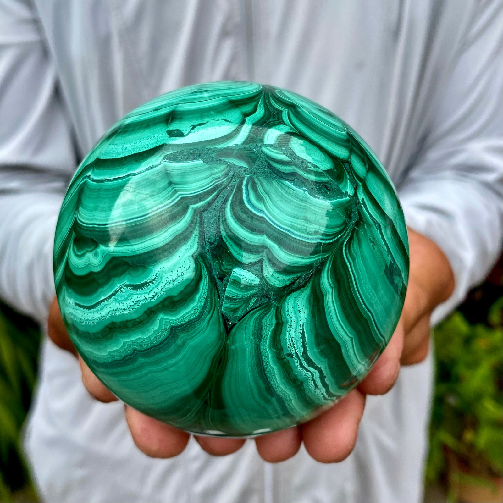 2.51LB Rare Natural Malachite quartz hand Carved sphere Crystal Healing Gem ball