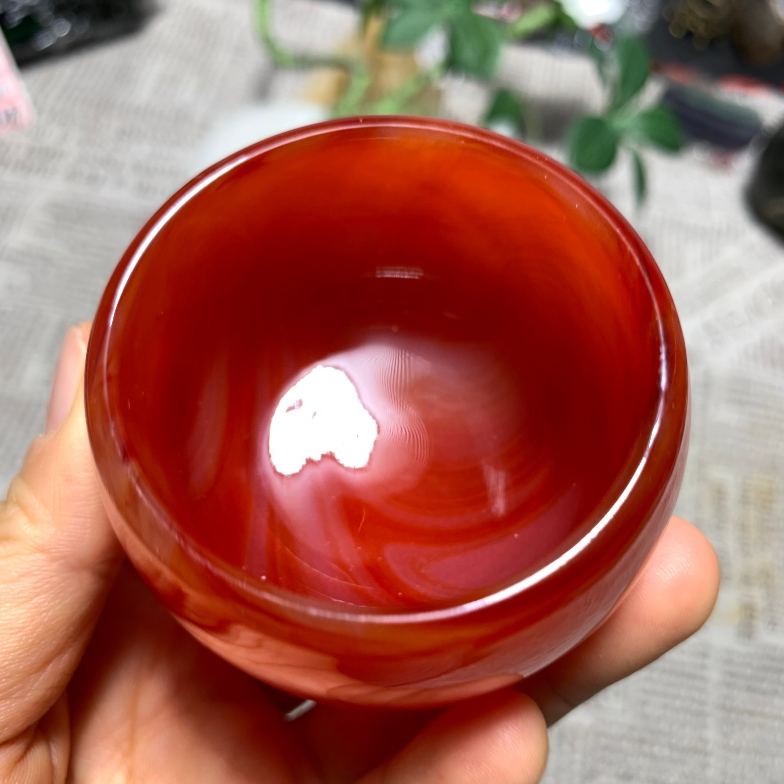 154G Red Agate Bowl Carving Carnelian Cup Glass Cup Reiki Manual Crystal Collect
